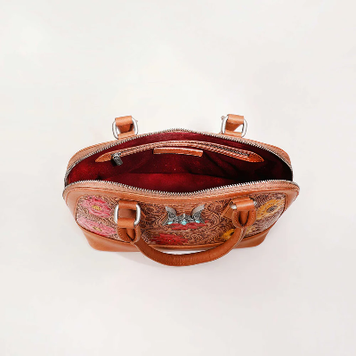Loyalwest Suave Mini Bag PetalHide - Petal Hide Handtooled Leather And Calfskin Bag Whiskey Black & Co