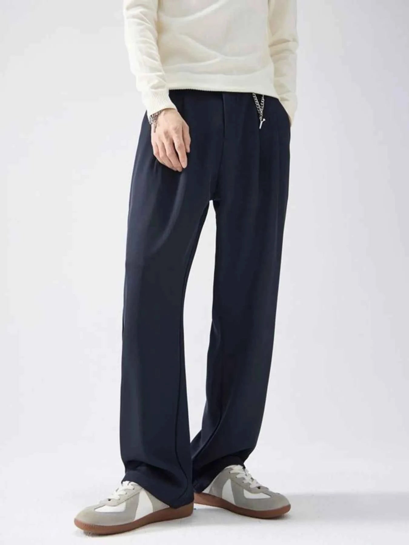 TEEK - Mens Full Size Drawstring Wide Leg Pants with Pockets Plus Size PANTS TEEK Trend Navy Blue S