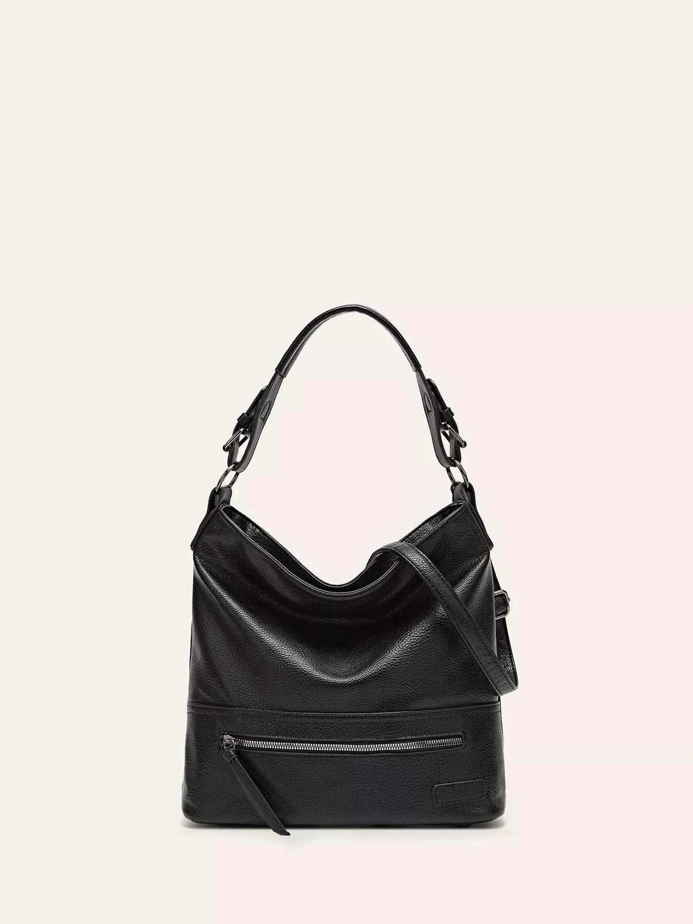 Zip Front Classic Leather Handbag Trendsi