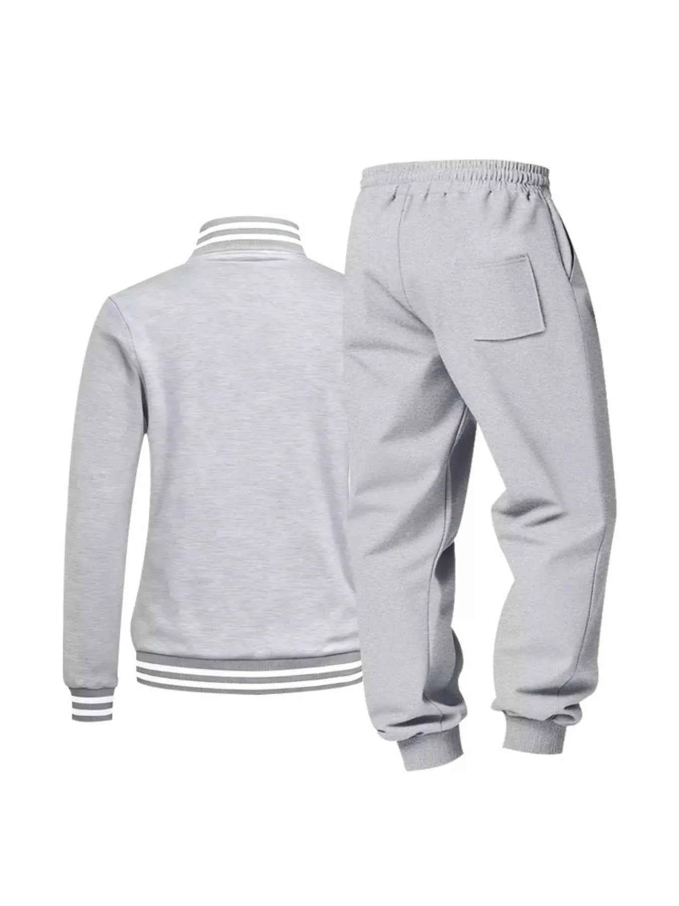 Men's Full Size Striped Long Sleeve Top and Pants Set Plus Size Trendsi