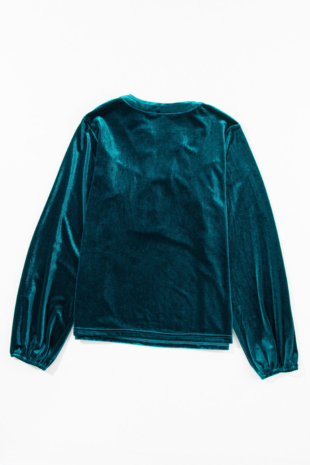 Notched Long Sleeve Velvet Top TEEK Trend