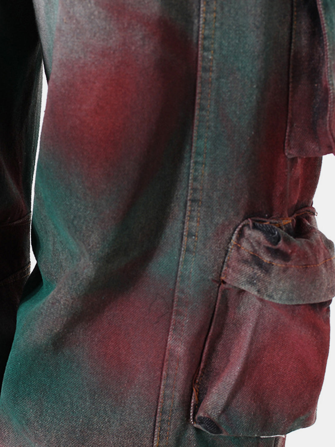 TEEK - Red Green Spray-Painted Wide Leg Cargo Jeans JEANS TEEK Trend   