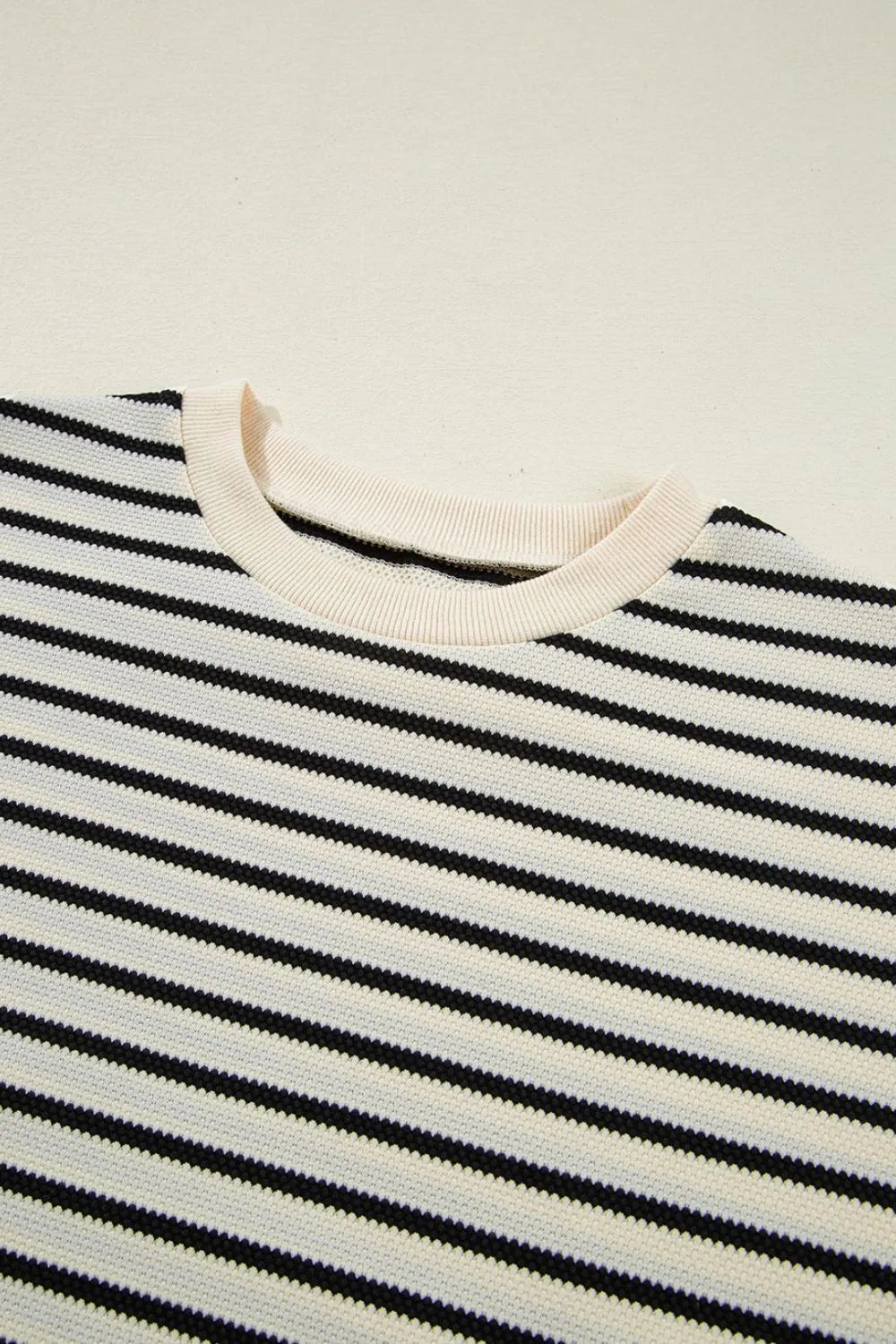 TEEK - Striped Round Neck Ruffle Sleeve Blouse JEANS TEEK Trend