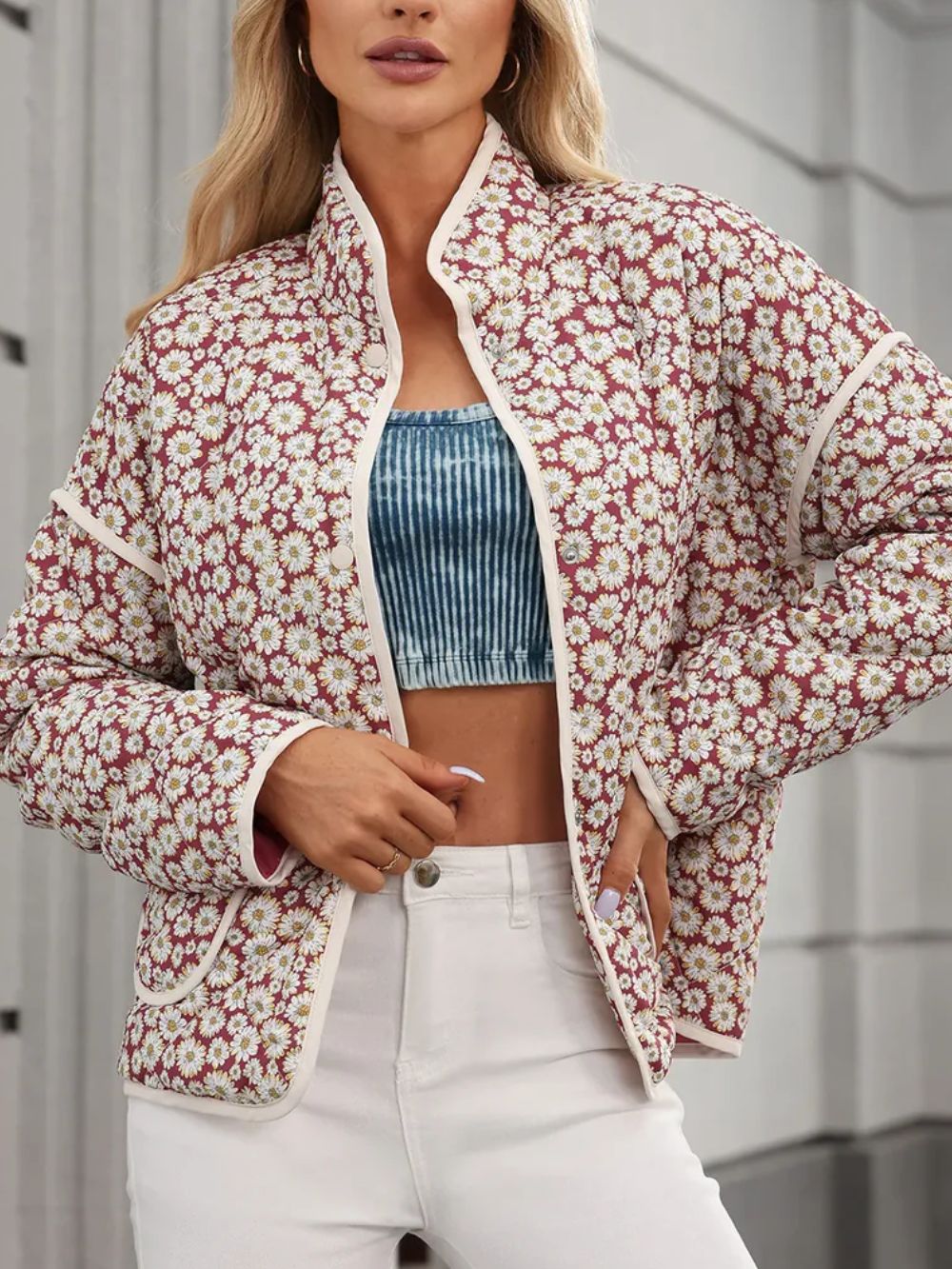 TEEK - Floral Snap Down Long Sleeve Jacket JACKET TEEK Trend