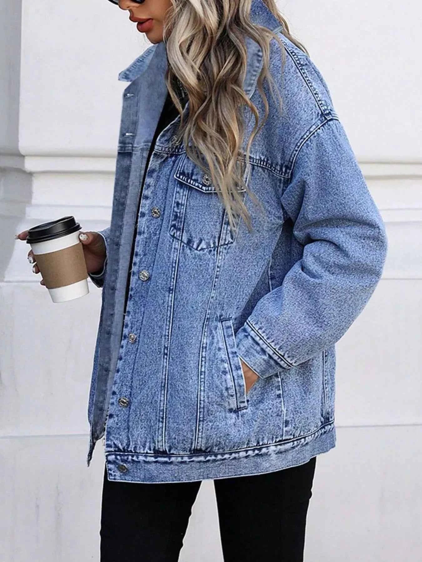 TEEK - Washed Button Up Oversized Denim Jacket JACKET TEEK Trend