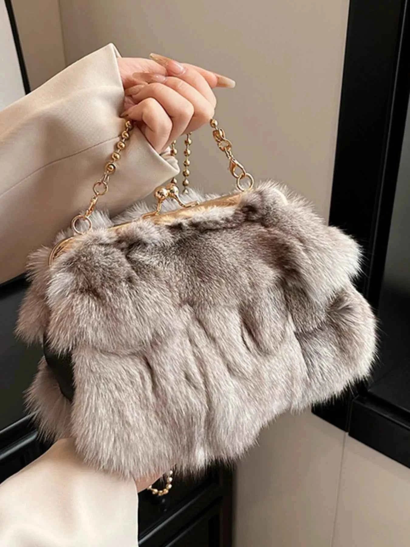Furry Chain Crossbody Bag Trendsi