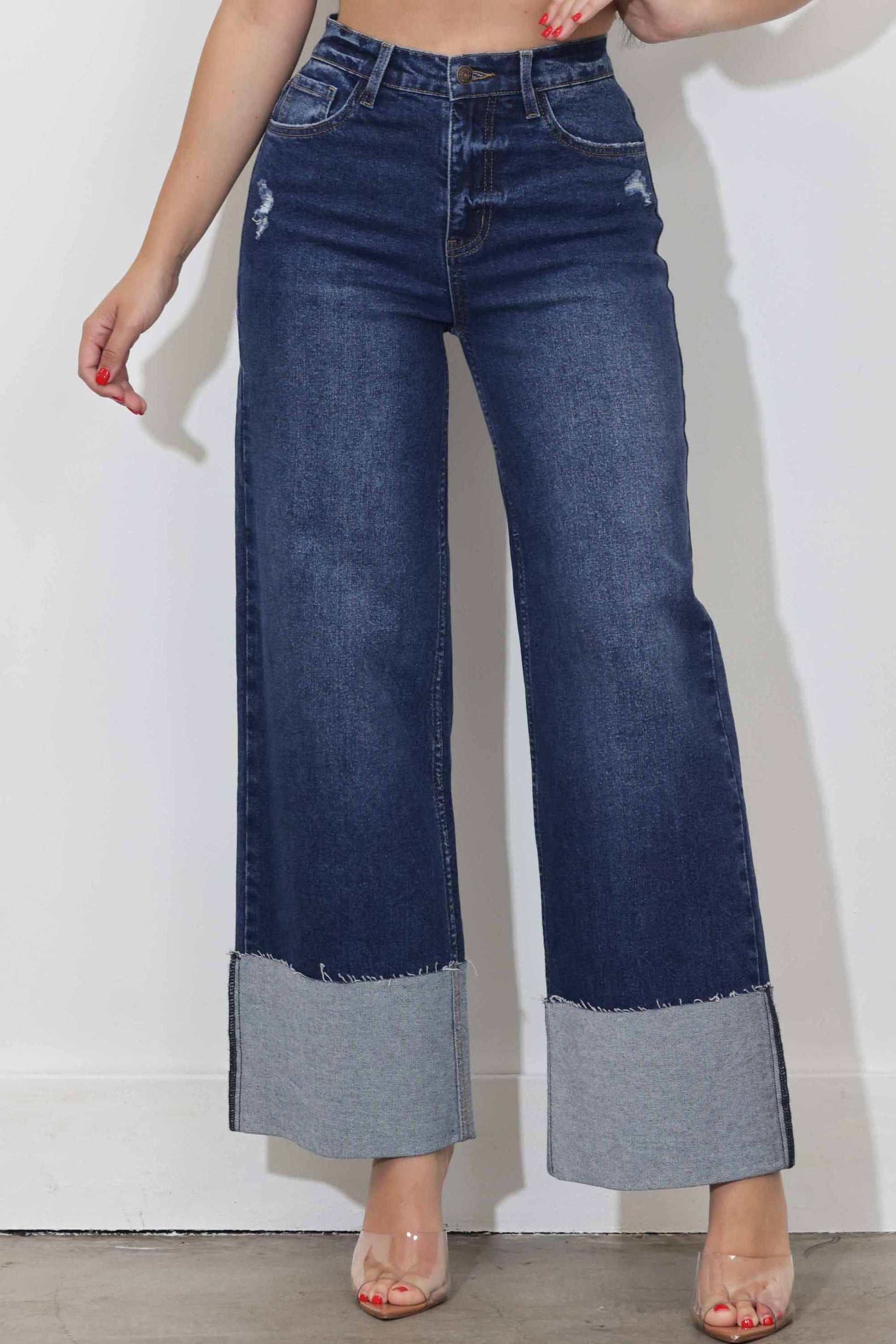 TEEK - Cuff Up Wide Leg Jeans JEANS TEEK RRRB