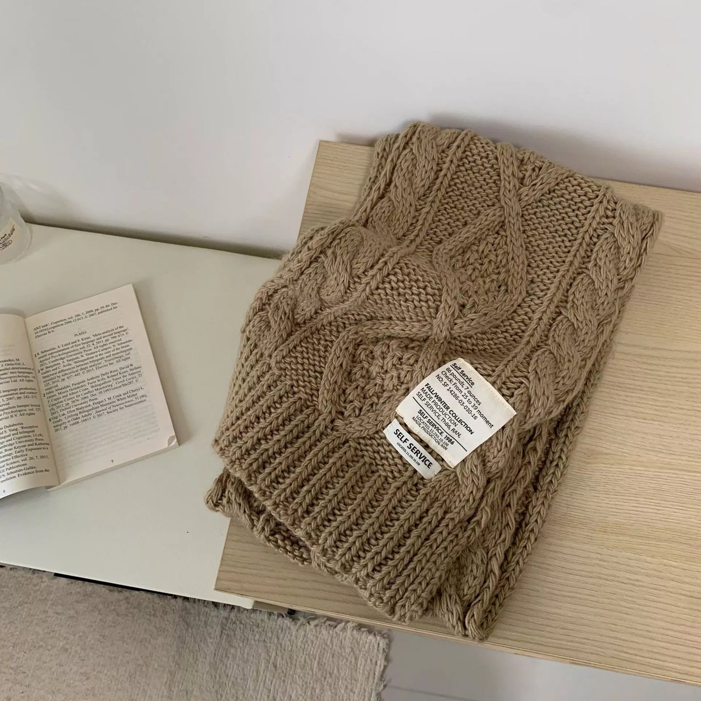 Chunky Cable Knit Scarf Trendsi Camel One Size
