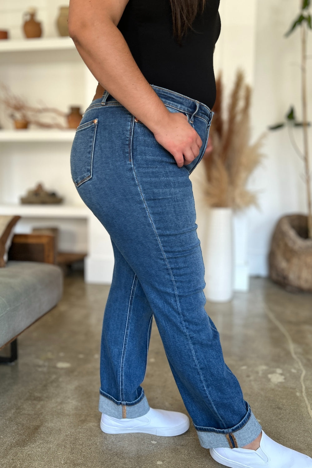 TEEK - JB Full Size High Waist Front Seam Straight Jeans  TEEK Trend   