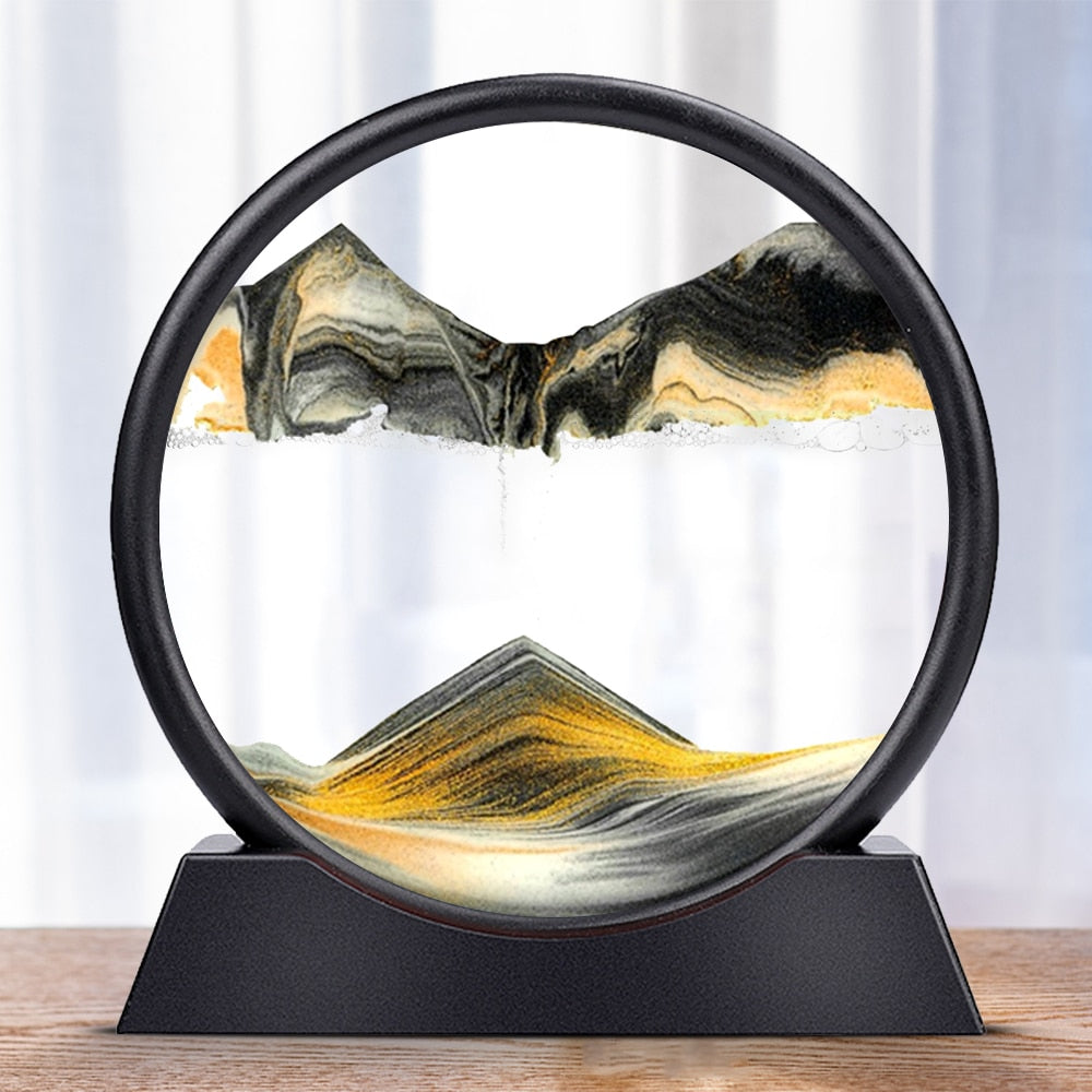 TEEK - Moving Sand Art 3D Hourglass Decor HOME DECOR theteekdotcom Black Gold 12 inch 