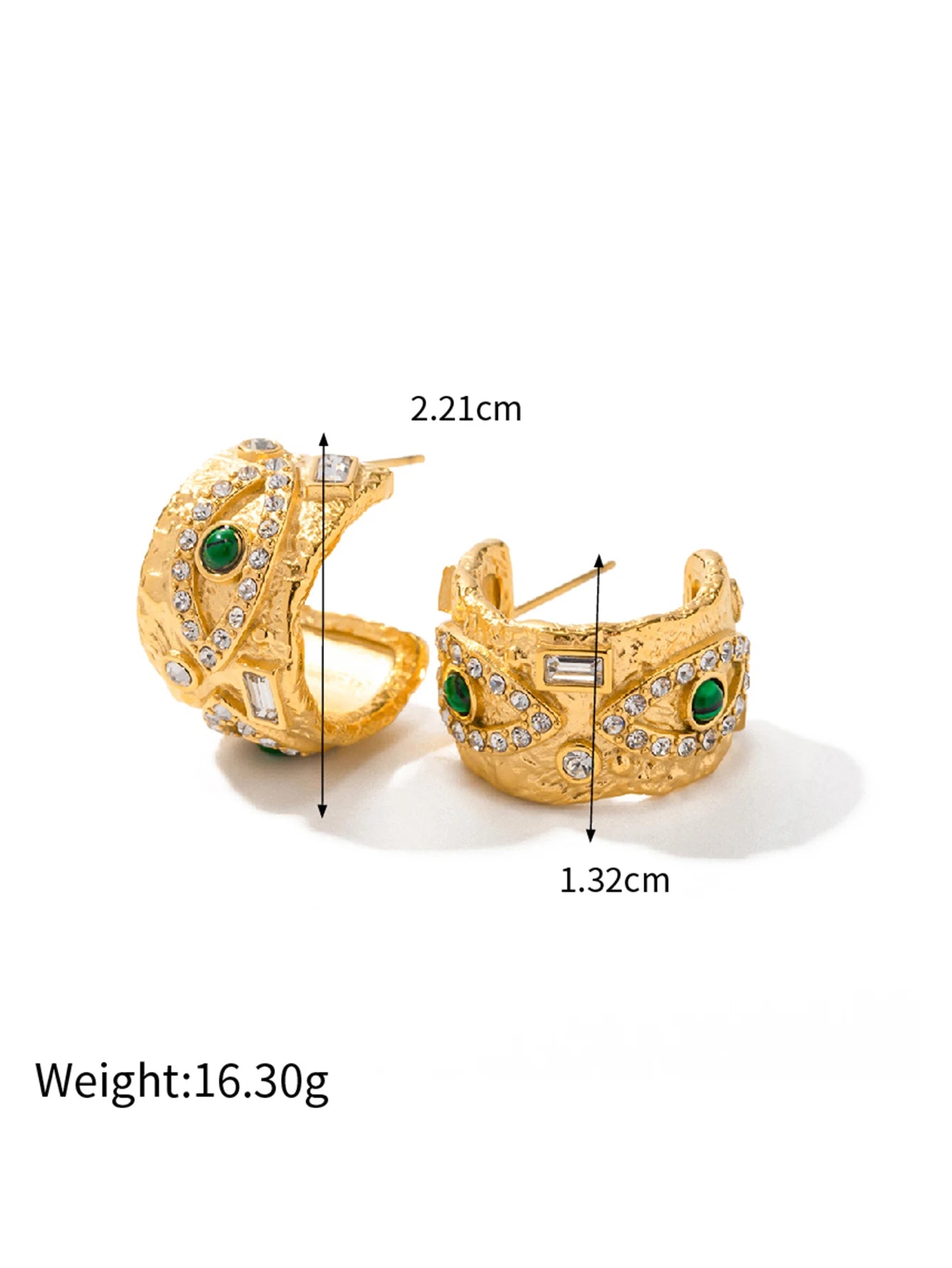 TEEK - 18K Gold Plated Stainless Steel Malachite Eye Jewelry JEWELRY theteekdotcom JDE2304017  