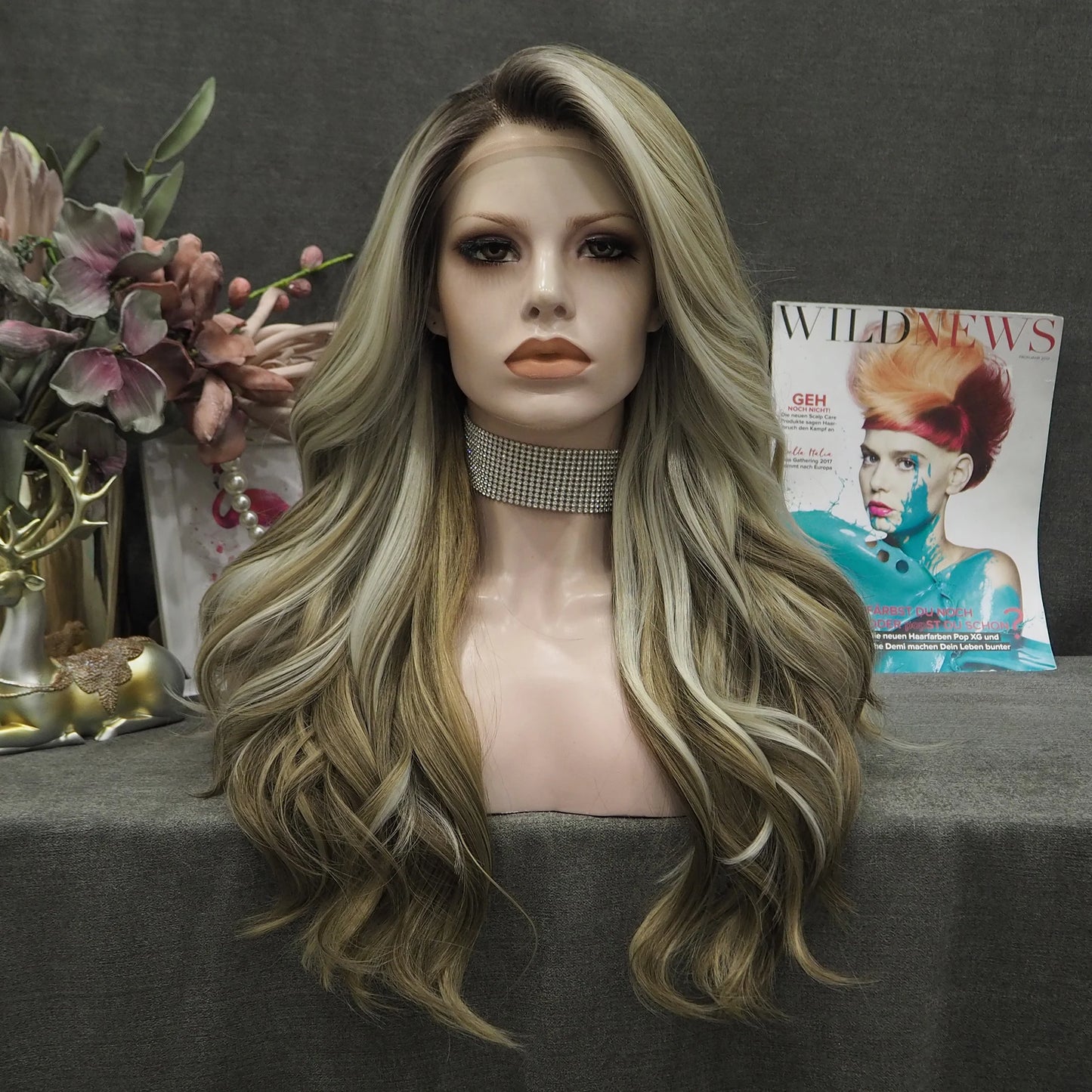 TEEK - Long Wig Highlight Honey Blond Lace Front Wig HAIR theteekdotcom S-W88369-2134A-02 26 Inches
