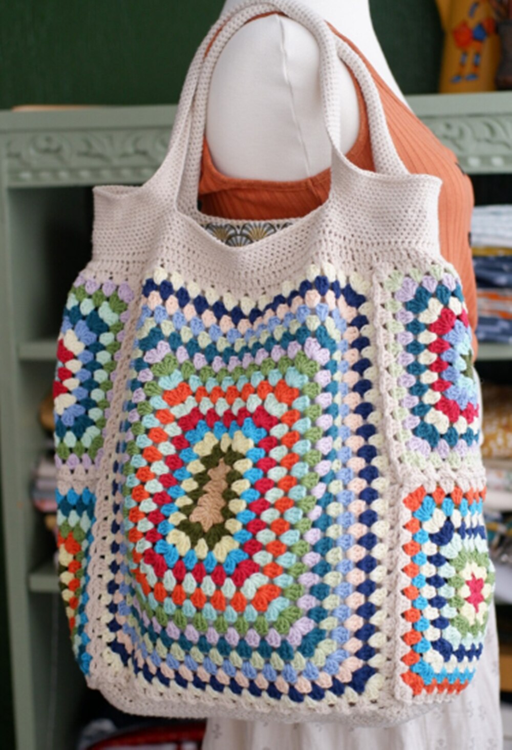 TEEK - Colorful Crochet Boho Square Handbag BAG theteekdotcom Beige  