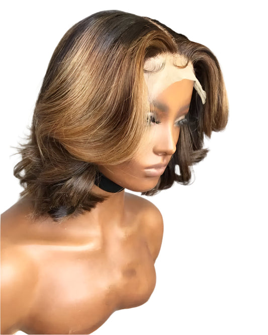 TEEK - Body Wave Highlight Short Bob HAIR theteekdotcom Highlight Color 250 Density 14inches|4X4 Lace Closure Wig