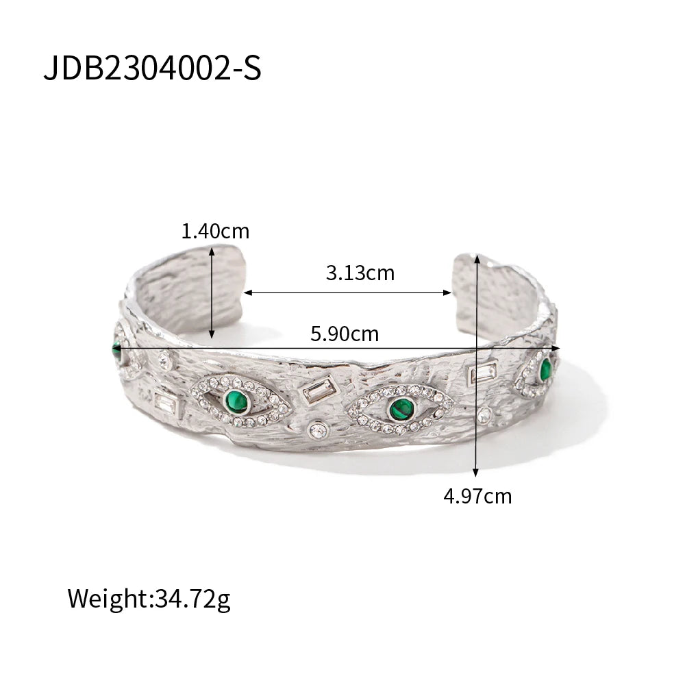 TEEK - 18K Gold Plated Stainless Steel Malachite Eye Jewelry JEWELRY theteekdotcom JDB2304002-S  
