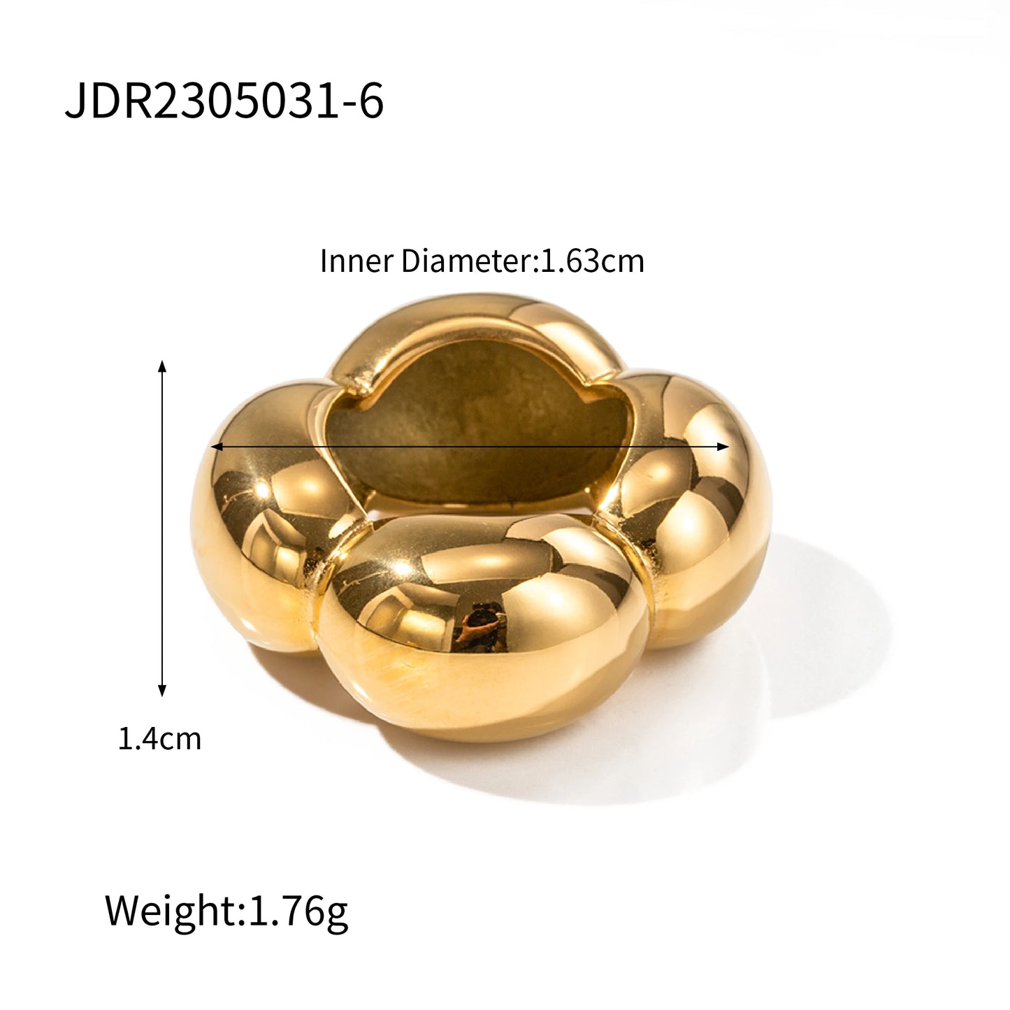 TEEK - Pearl Stainless Steel Gold Color Ring JEWELRY theteekdotcom JDR2305031-6  