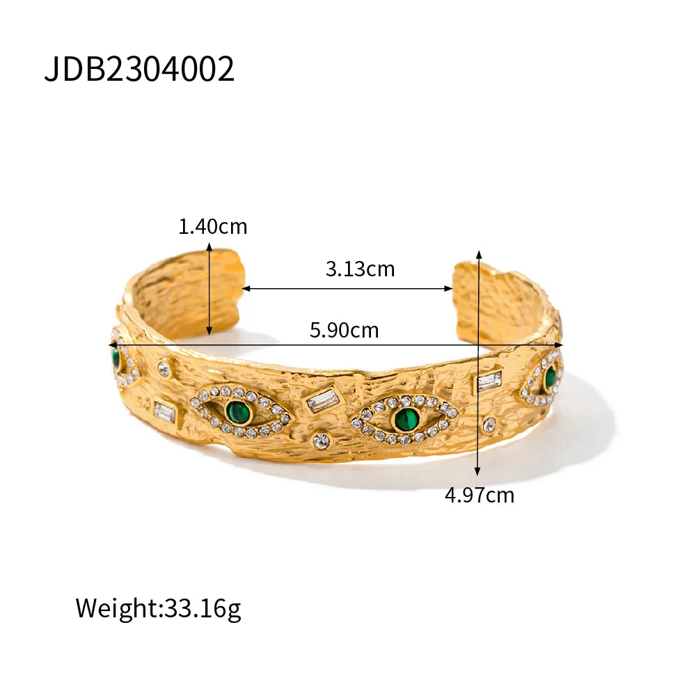 TEEK - 18K Gold Plated Stainless Steel Malachite Eye Jewelry JEWELRY theteekdotcom JDB2304002  