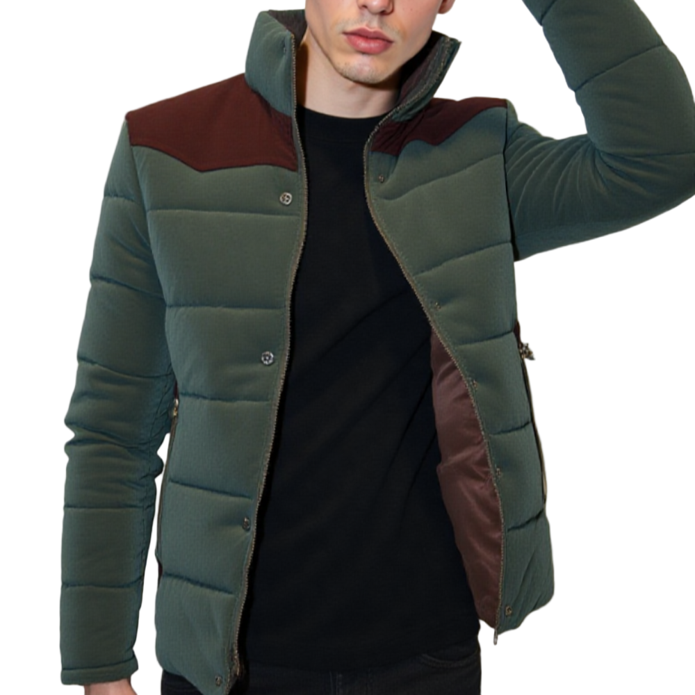 TEEK - Navy Blue Mens Stand Collar Puffer Jacket JACKET TEEK 1TFY Army Green S