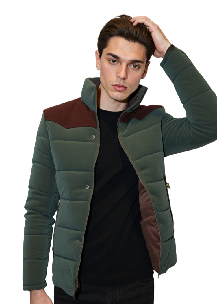 TEEK - Navy Blue Mens Stand Collar Puffer Jacket JACKET TEEK 1TFY