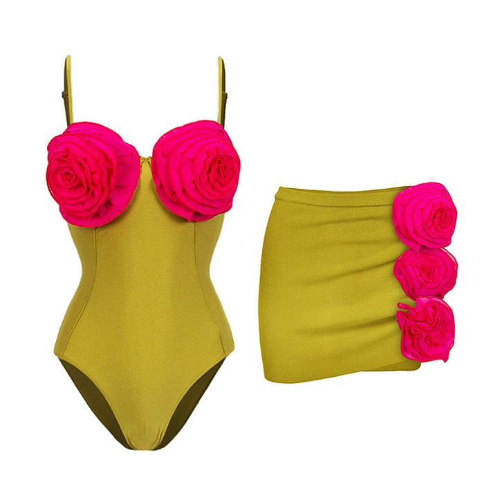 TEEK - Beau Flower Beachwear | Various Styles SWIMWEAR theteekdotcom Swimsuit and skirt 3 S 
