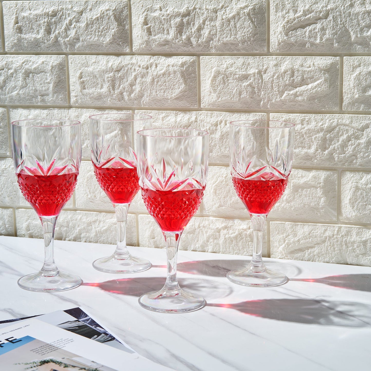 TEEK - Onix Acrylic Crystal Stemmed Wine Glassware Set of 4 HOME DECOR TEEK KS