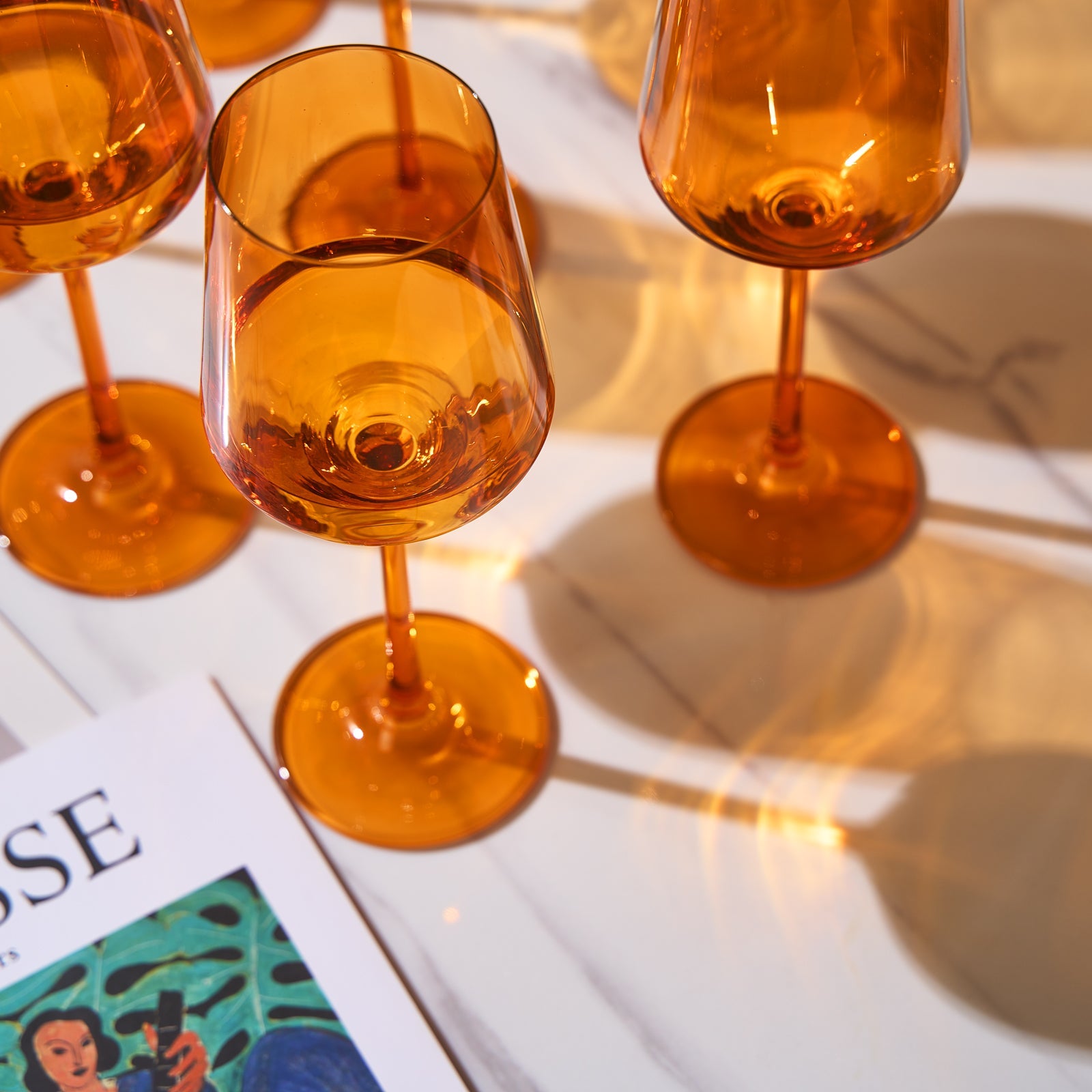 TEEK - Rhea Stemmed Wine Glassware Set | Amber HOME DECOR TEEK KS