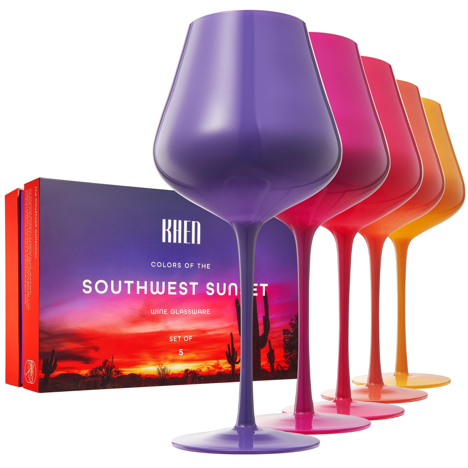 TEEK - Southwest Sunset Large Colored Wine Glass Set HOME DECOR TEEK KS