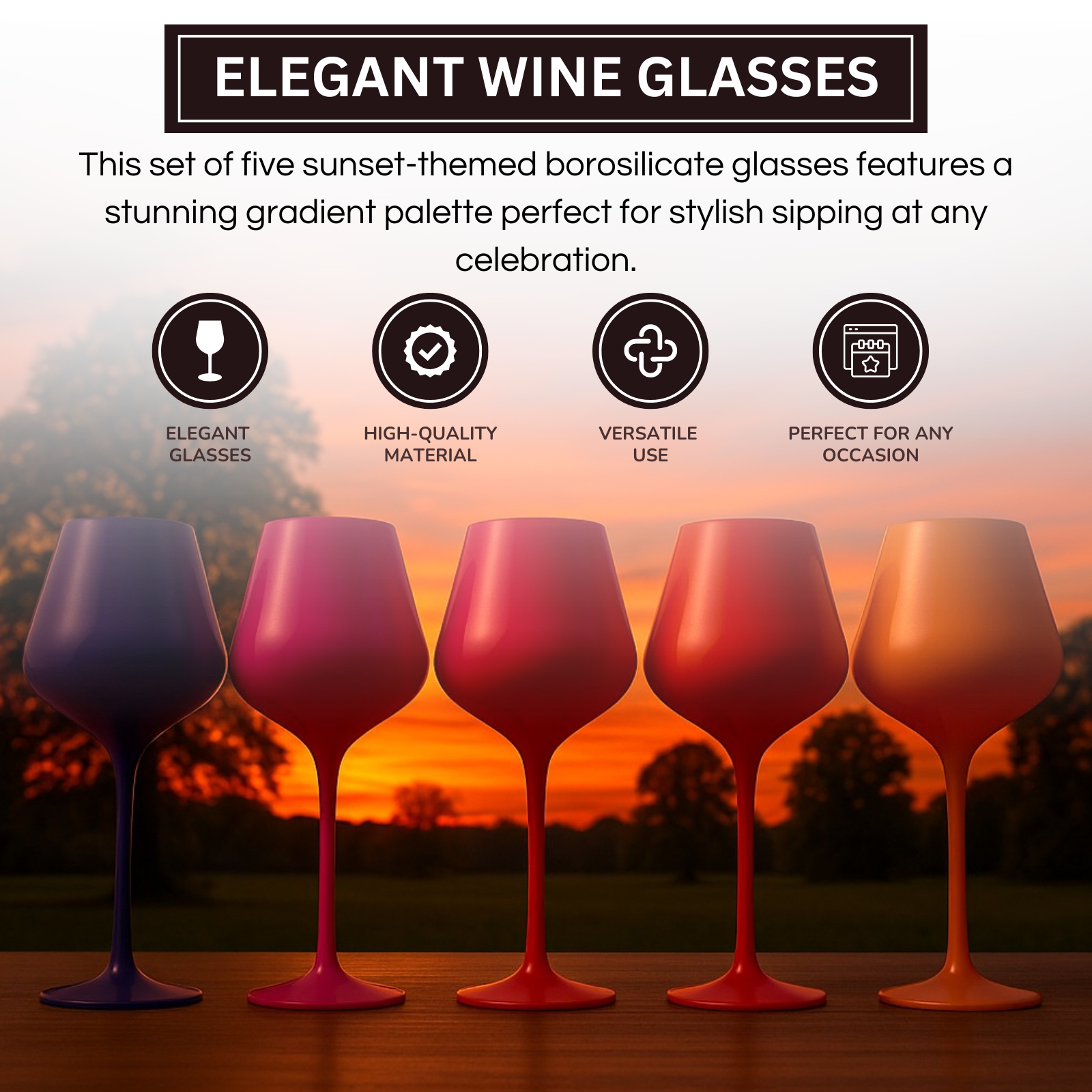 TEEK - Southwest Sunset Large Colored Wine Glass Set HOME DECOR TEEK KS
