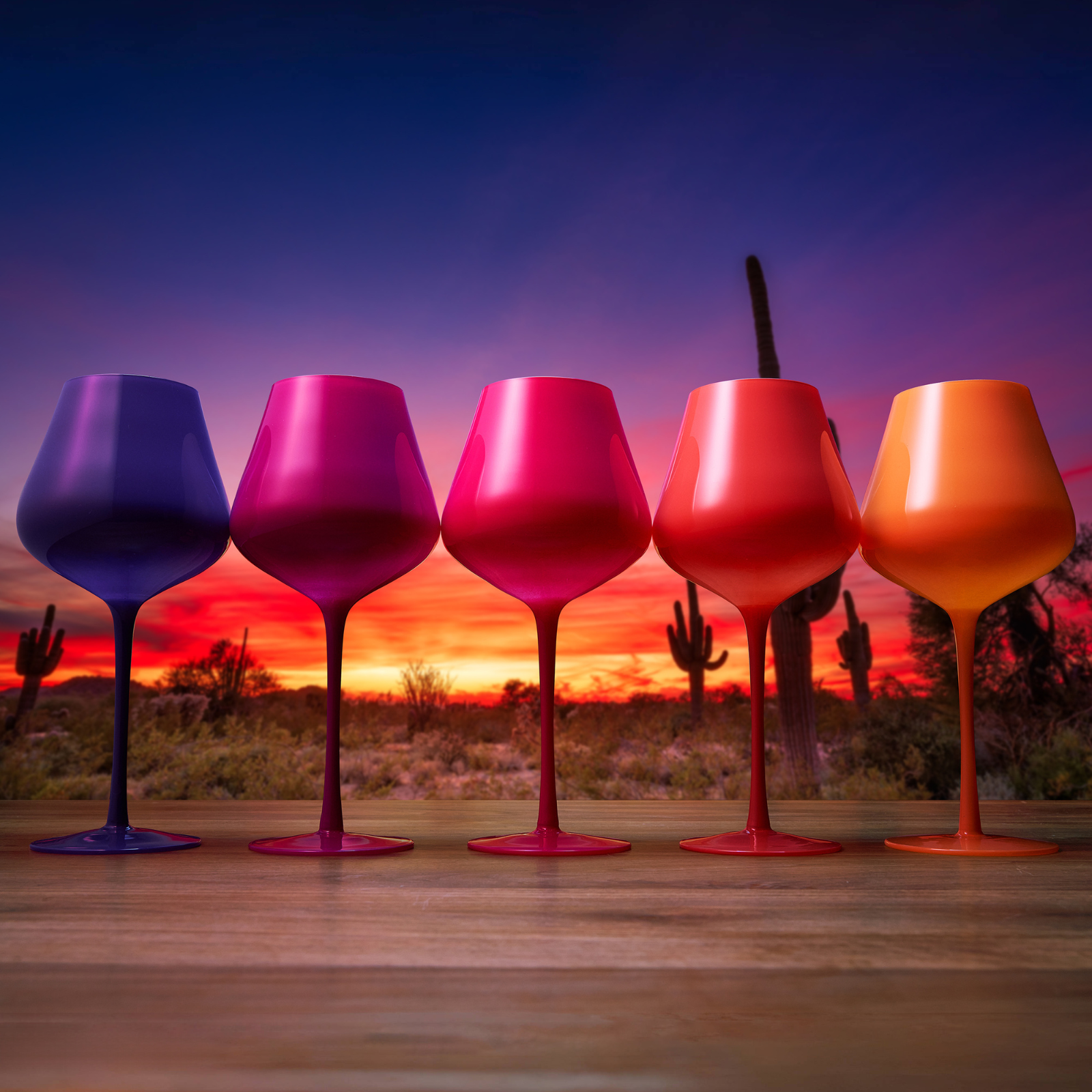 TEEK - Southwest Sunset Large Colored Wine Glass Set HOME DECOR TEEK KS