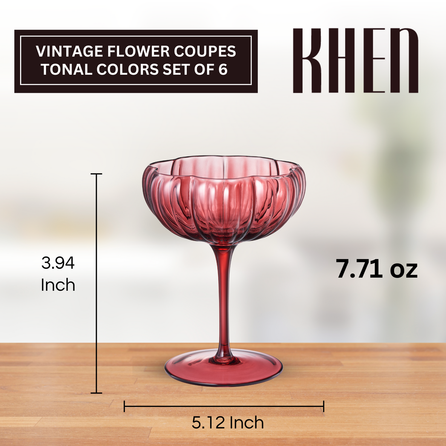 TEEK - Flower Coupe Cocktail Colored Glasses Set | Muted HOME DECOR TEEK KS