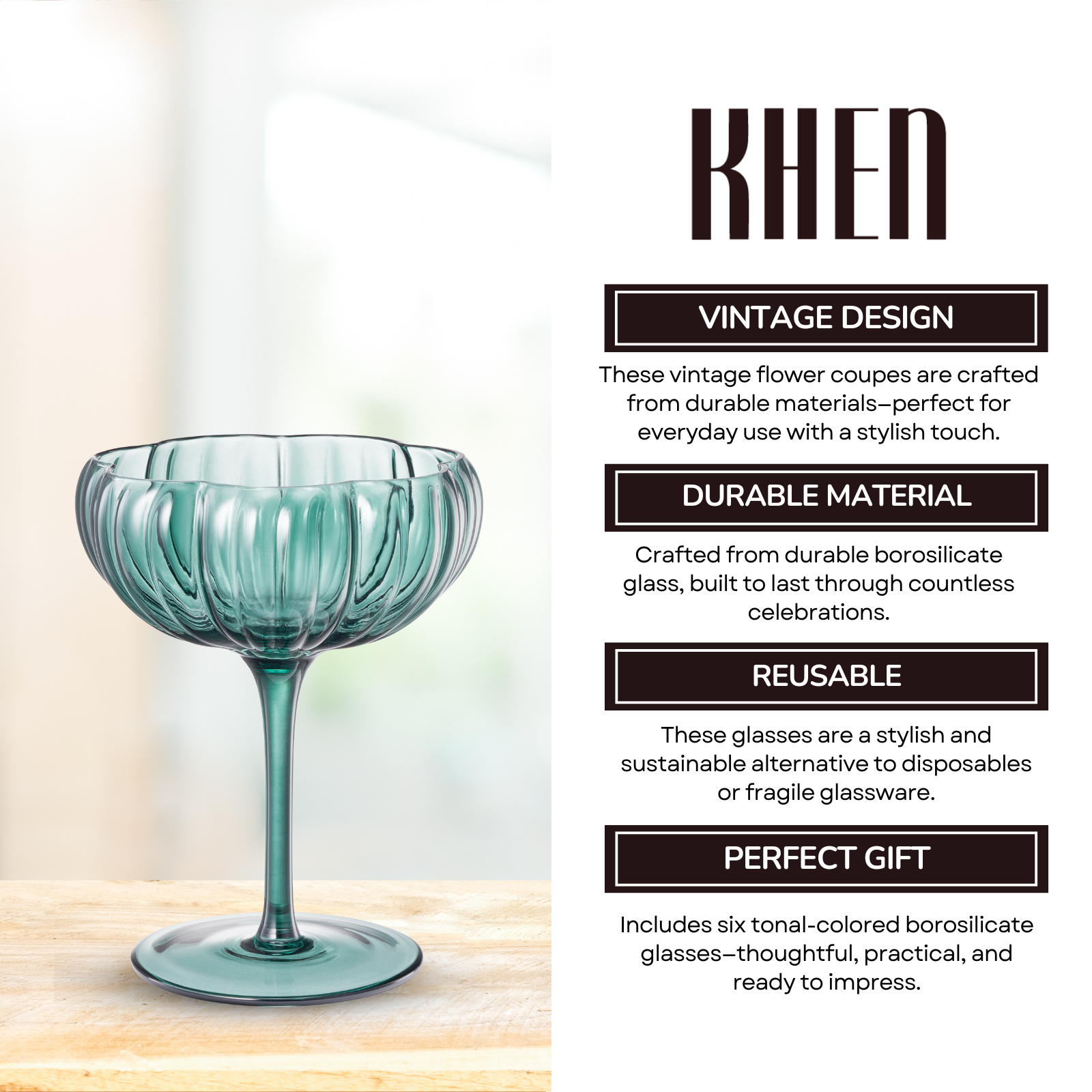 TEEK - Flower Coupe Cocktail Colored Glasses Set | Muted HOME DECOR TEEK KS