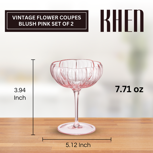 TEEK - Flower Coupe Cocktail Colored Glasses Set | Blush Pink HOME DECOR TEEK KS