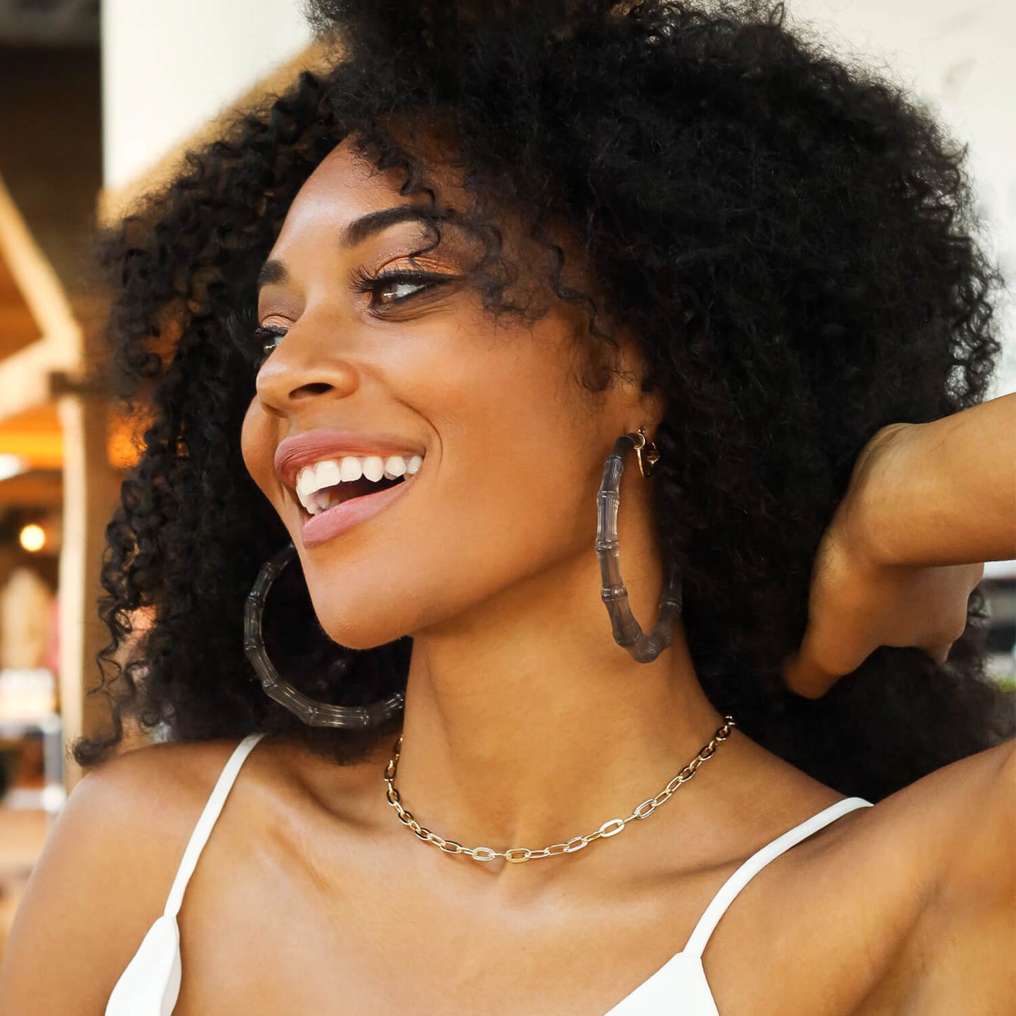 TEEK - XL Blackberry Lucite Bamboo Hoop Earrings JEWELRY TEEK GNH