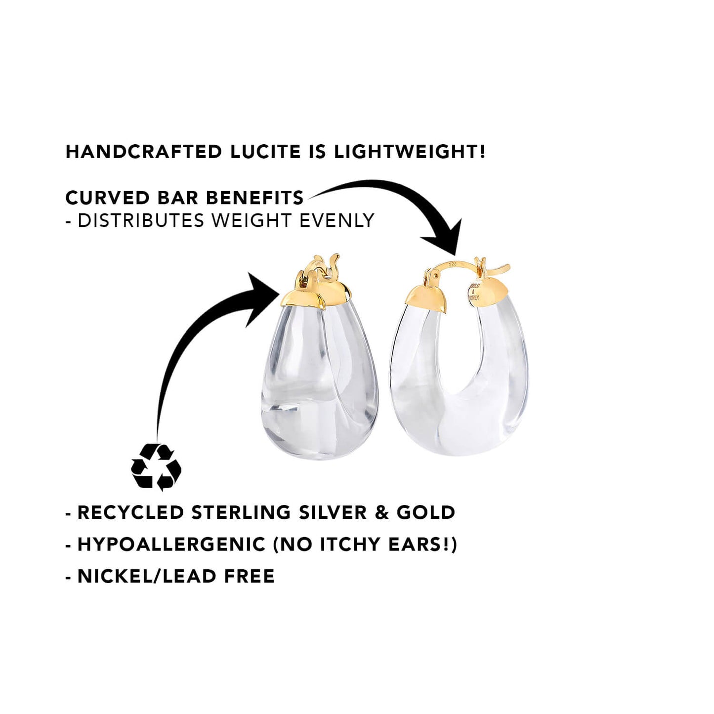 TEEK - Clear Chunky Bucket Hoop Earrings JEWELRY TEEK GNH