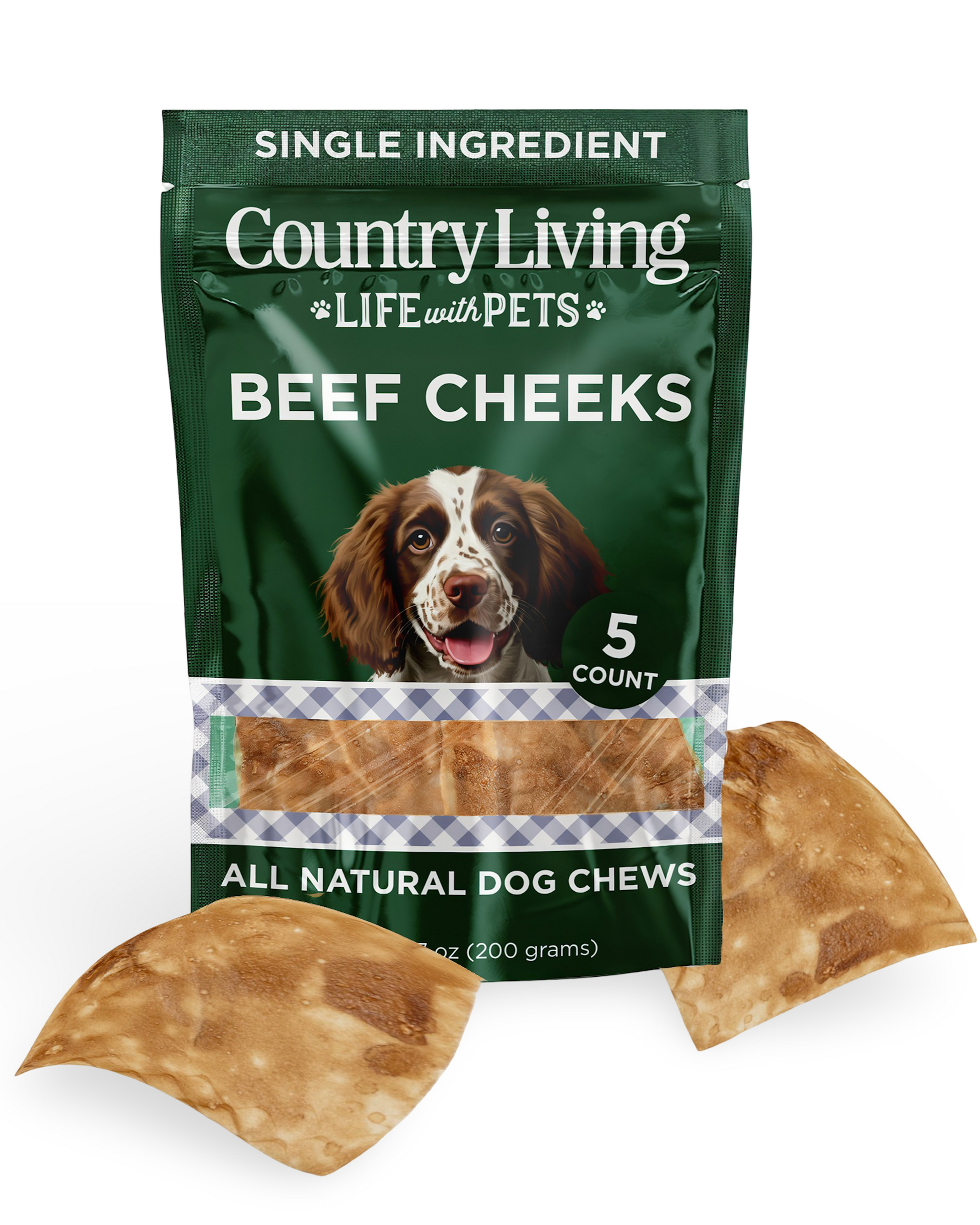 TEEK - Country Living 4” x 4” Beef Cheek Chip Dog Treats – Chicken Flavor – 5 Count Bag PET SUPPLIES TEEK APS
