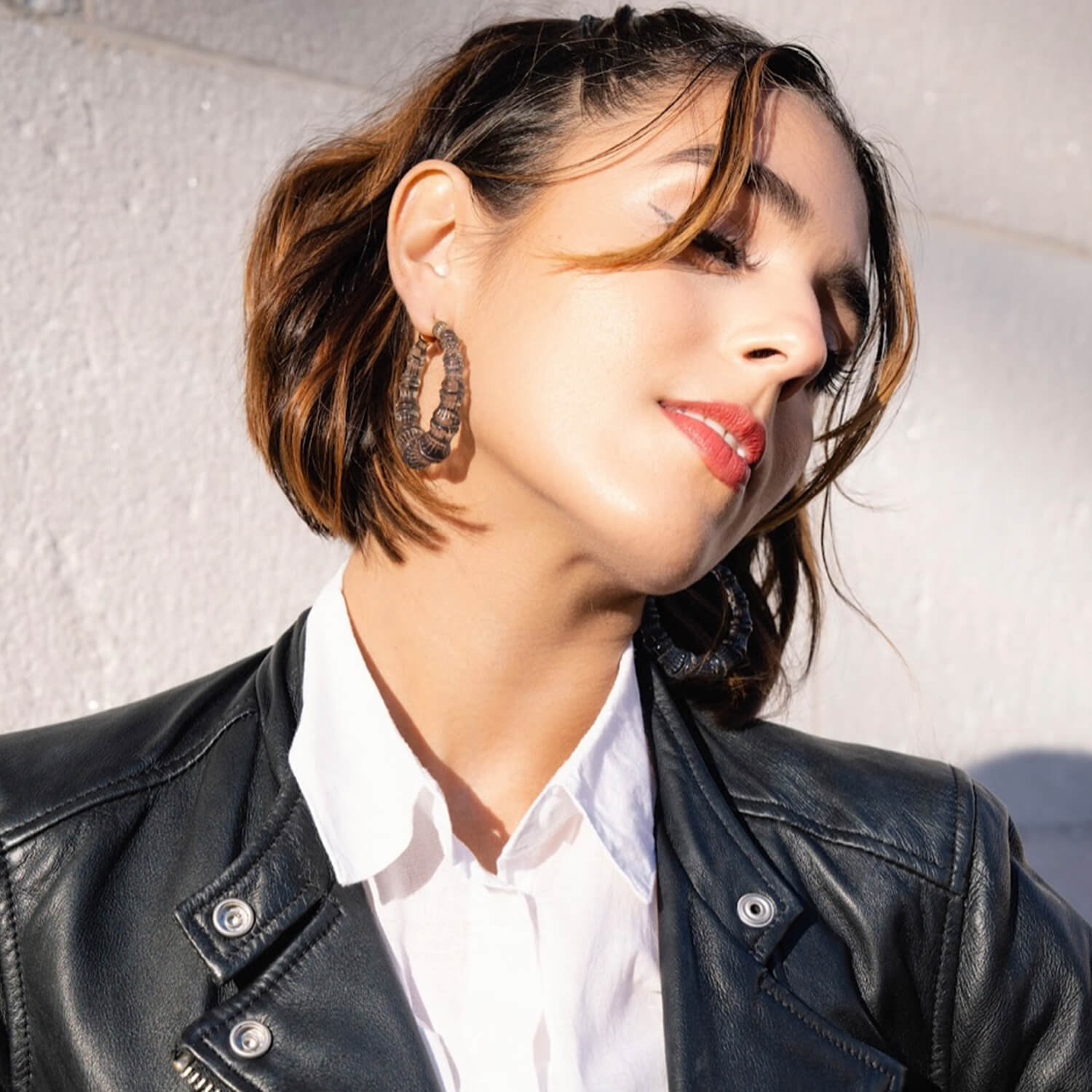 TEEK - Blackberry Lucite Bamboo Hoop Earrings JEWELRY TEEK GNH