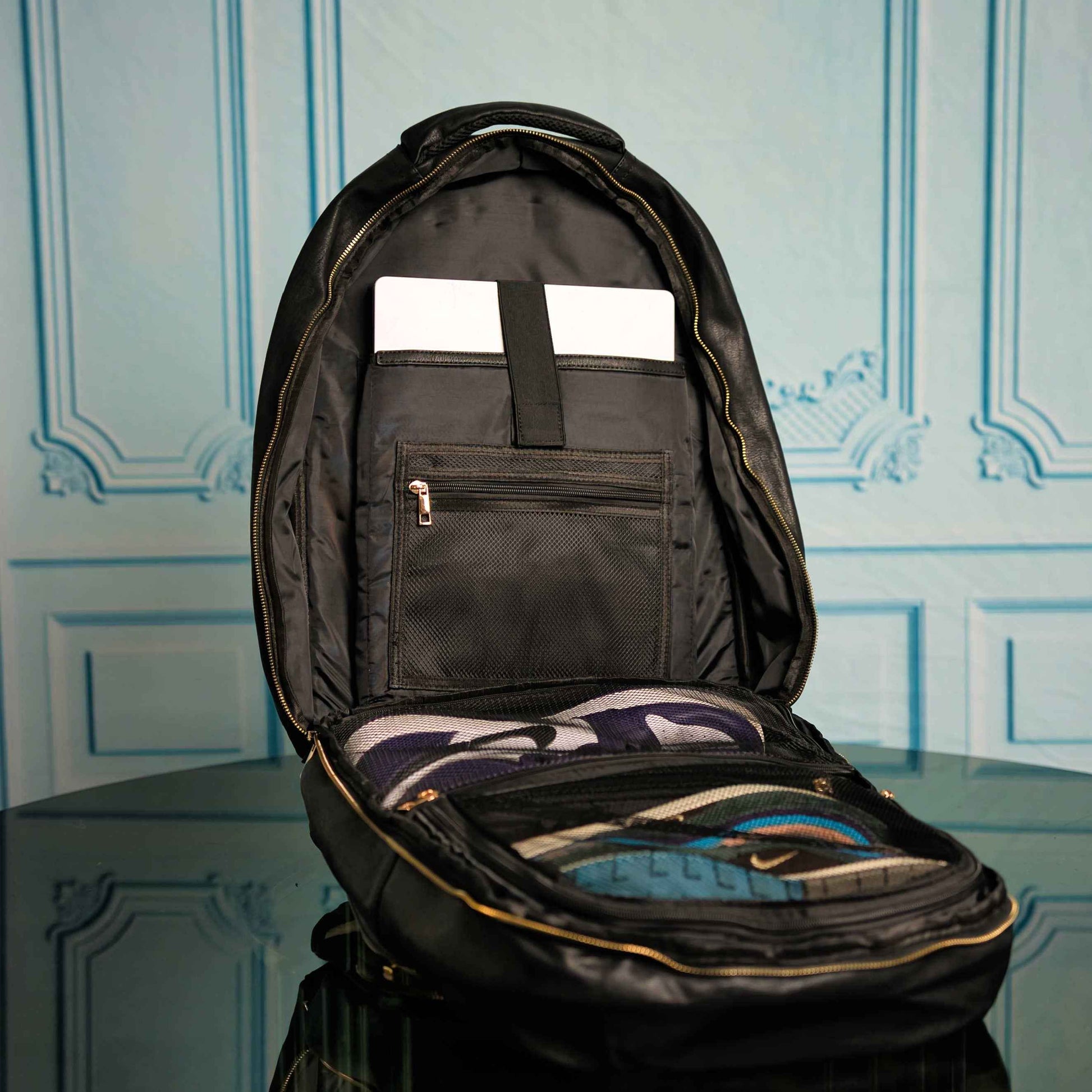TEEK - Black Leather Commuter Backpack Bag BAG TEEK SP