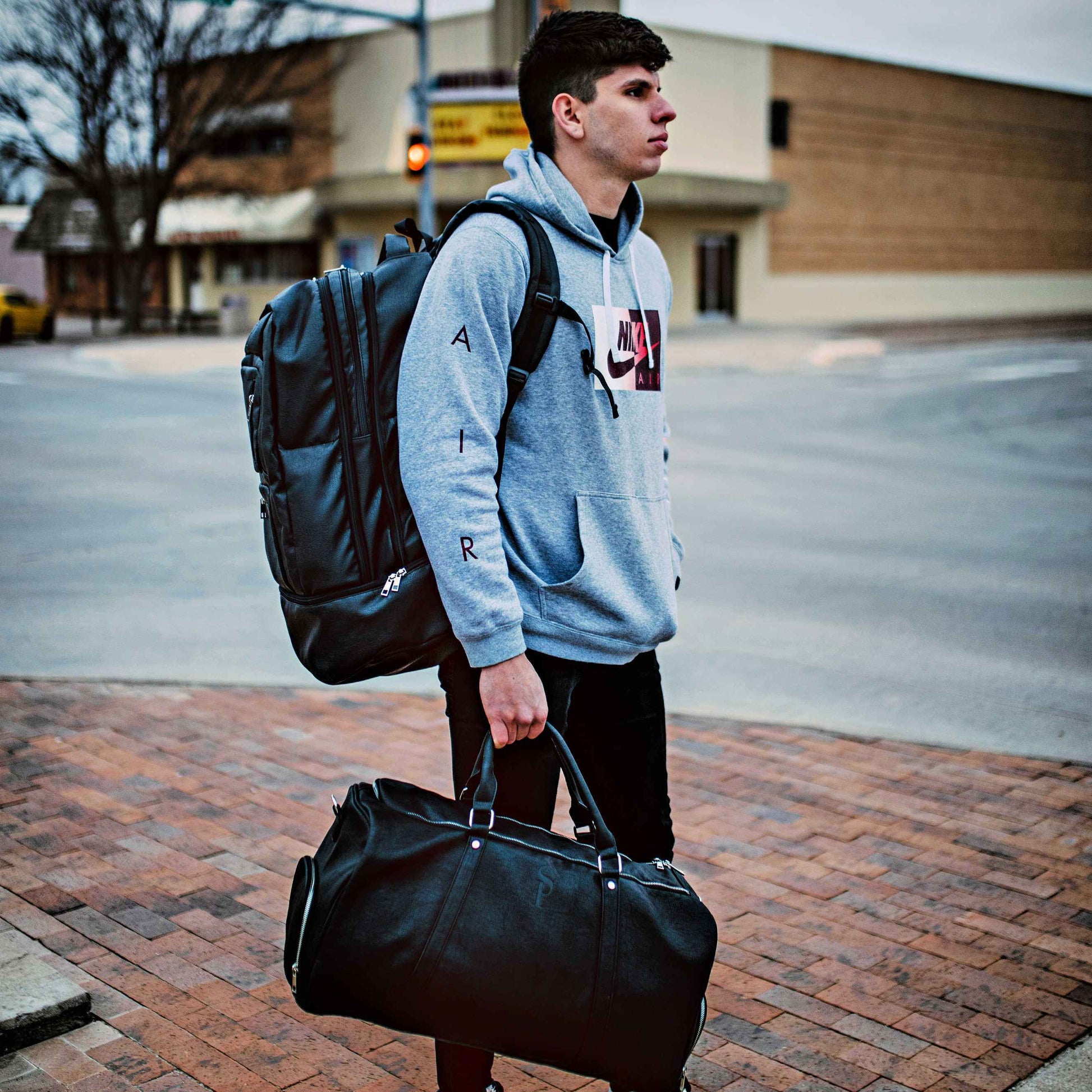 TEEK - Black Leather XL Signature Bag Set (XL Signature Backpack and Duffle Bag) BAG TEEK SP