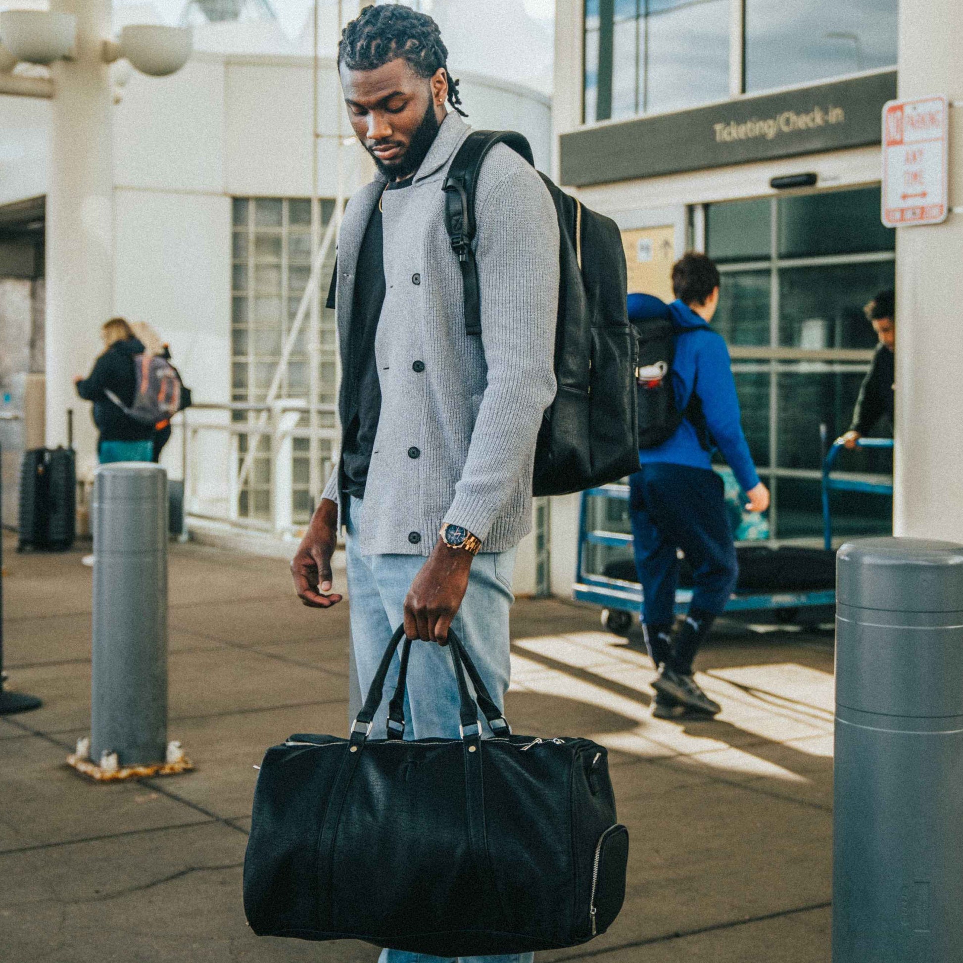 TEEK - Black Leather Duffle Bag BAG TEEK SP