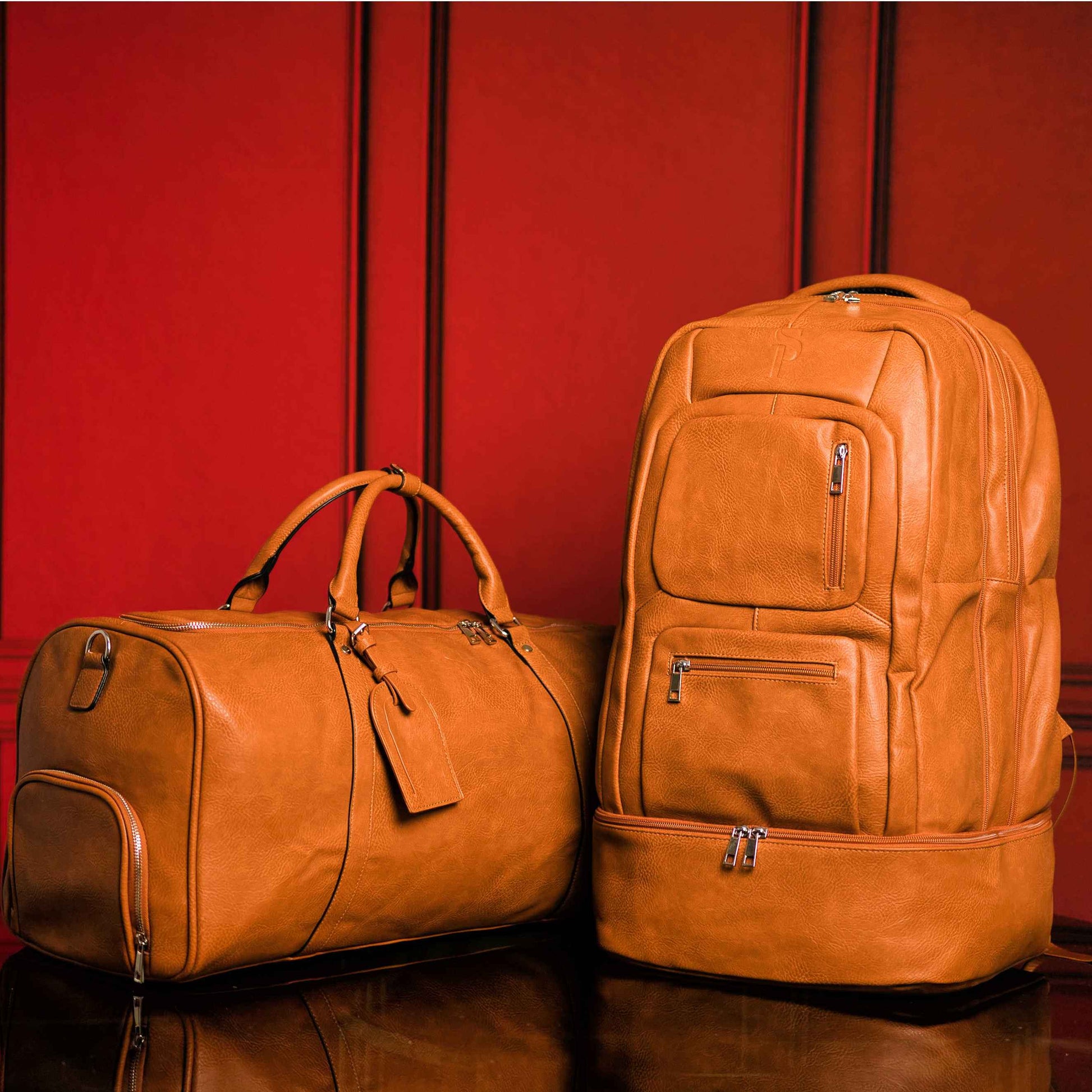 TEEK - Brown Tumbled Leather Signature Bag Set (Signature Backpack and Duffle Bag) BAG TEEK SP