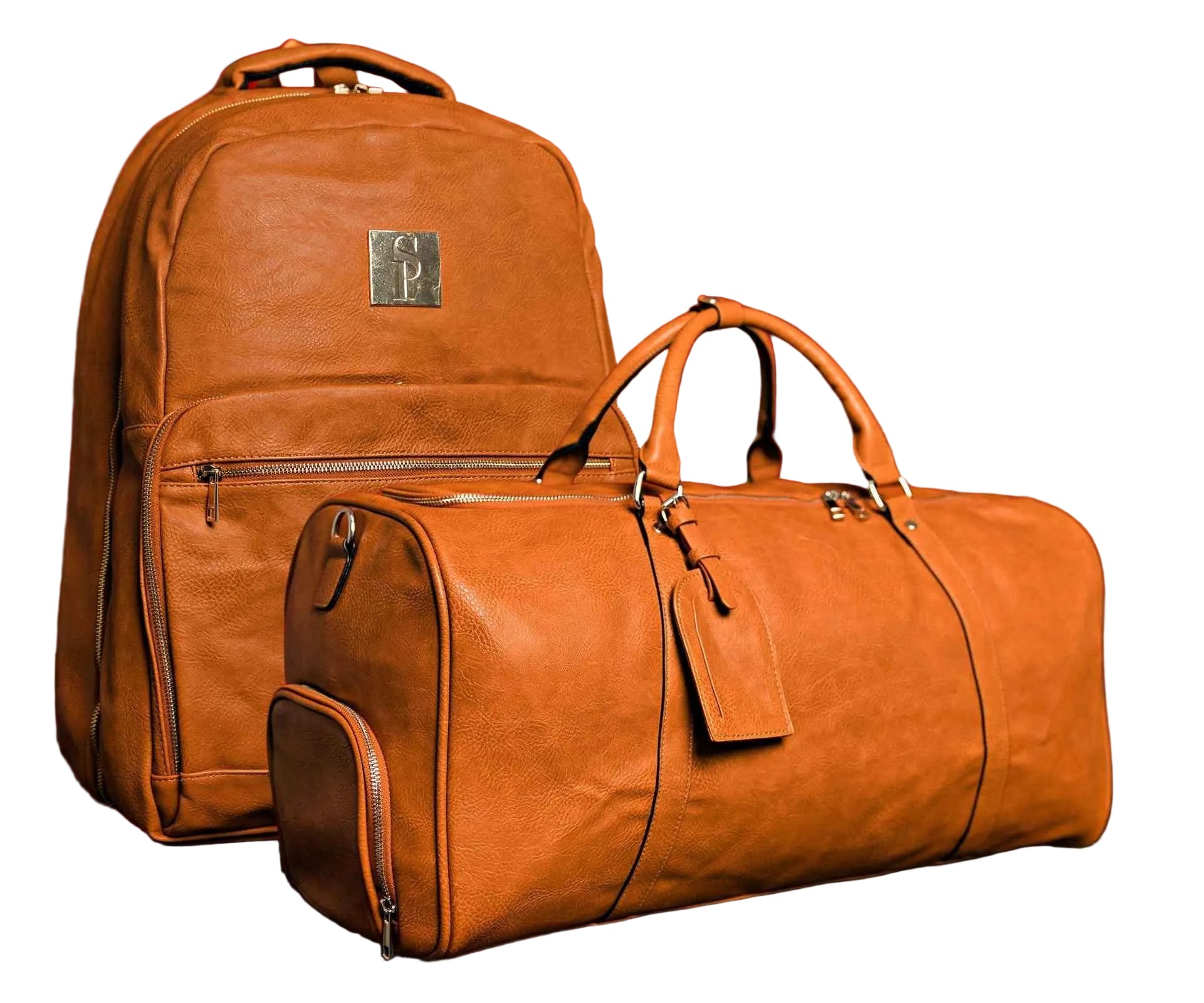 TEEK - Brown Tumbled Leather 2 Bag Set (Commuter Backpack and Duffle Bag) BAG TEEK SP