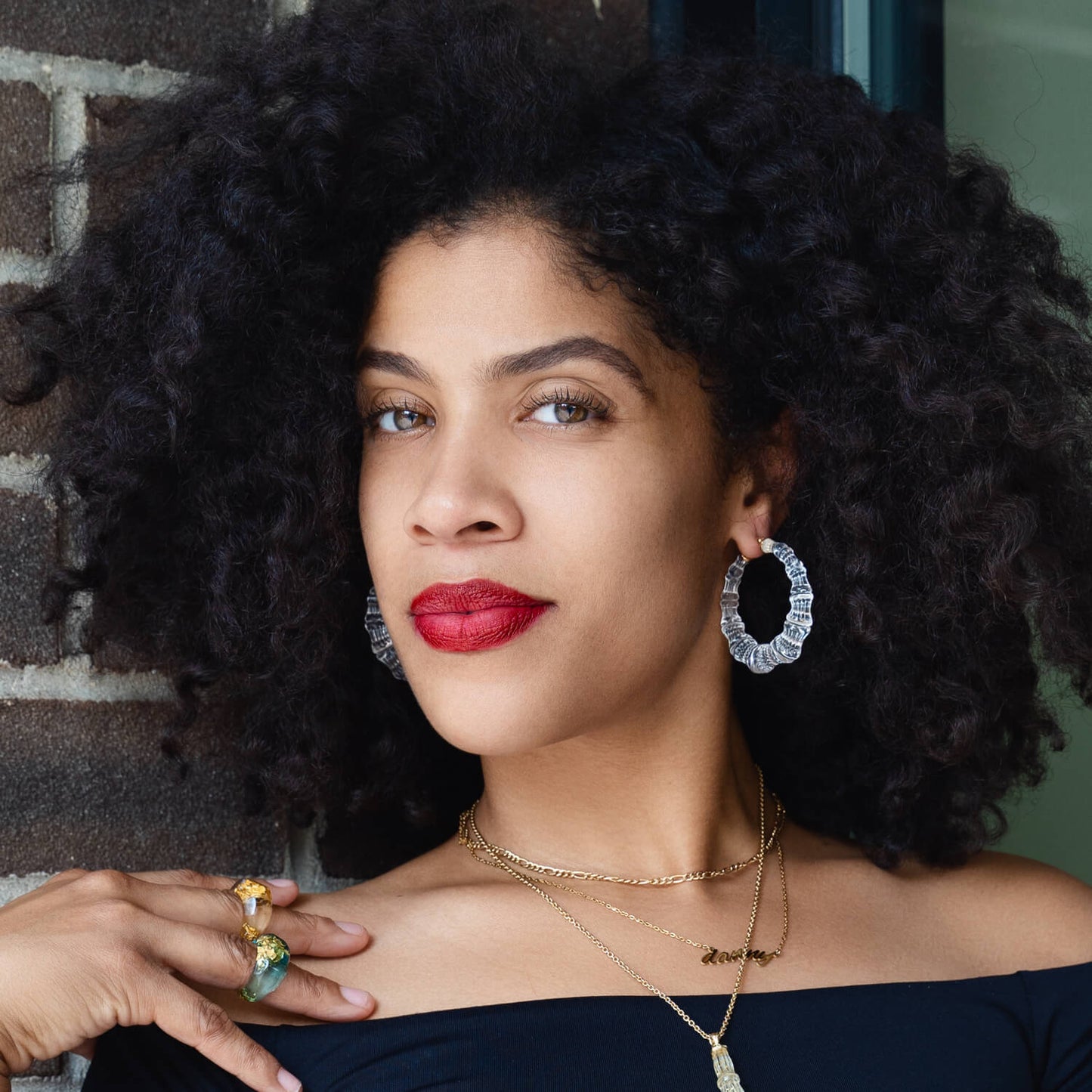 TEEK - Clear Lucite Bamboo Hoop Earrings JEWELRY TEEK GNH