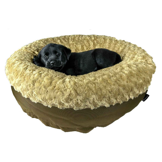 TEEK - Dog Bed - Round Bolstered Furvana™ PET SUPPLIES TEEK AD Small (25" outer diameter 16" inner diameter) Camel