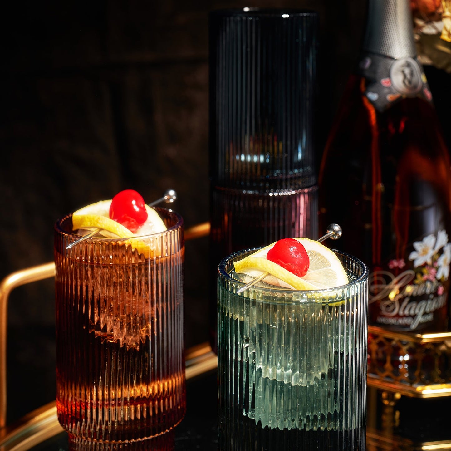 TEEK - Tonal Ribbed Highball Glassware Set of 4 HOME DECOR TEEK KS