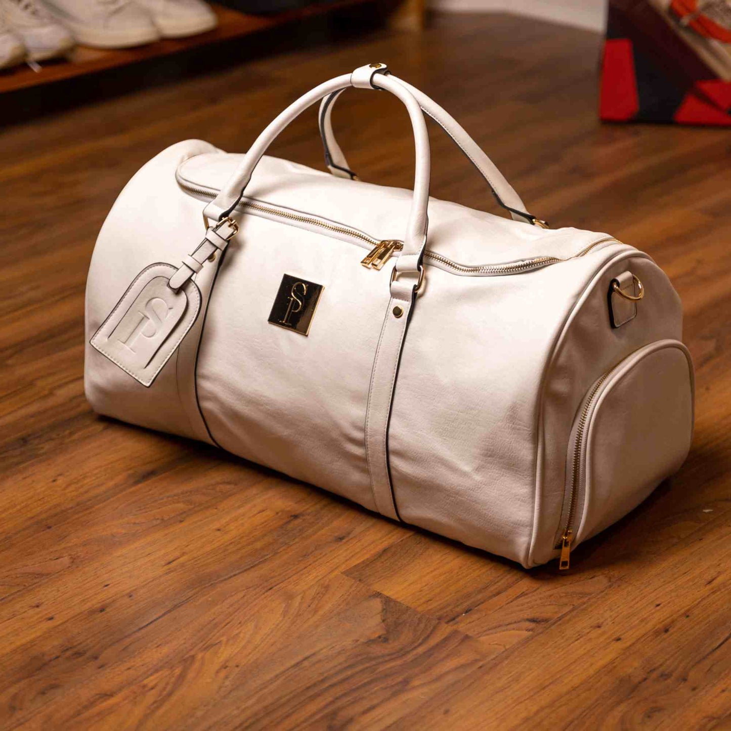 TEEK - White Leather Weekender Duffle Bag BAG TEEK SP