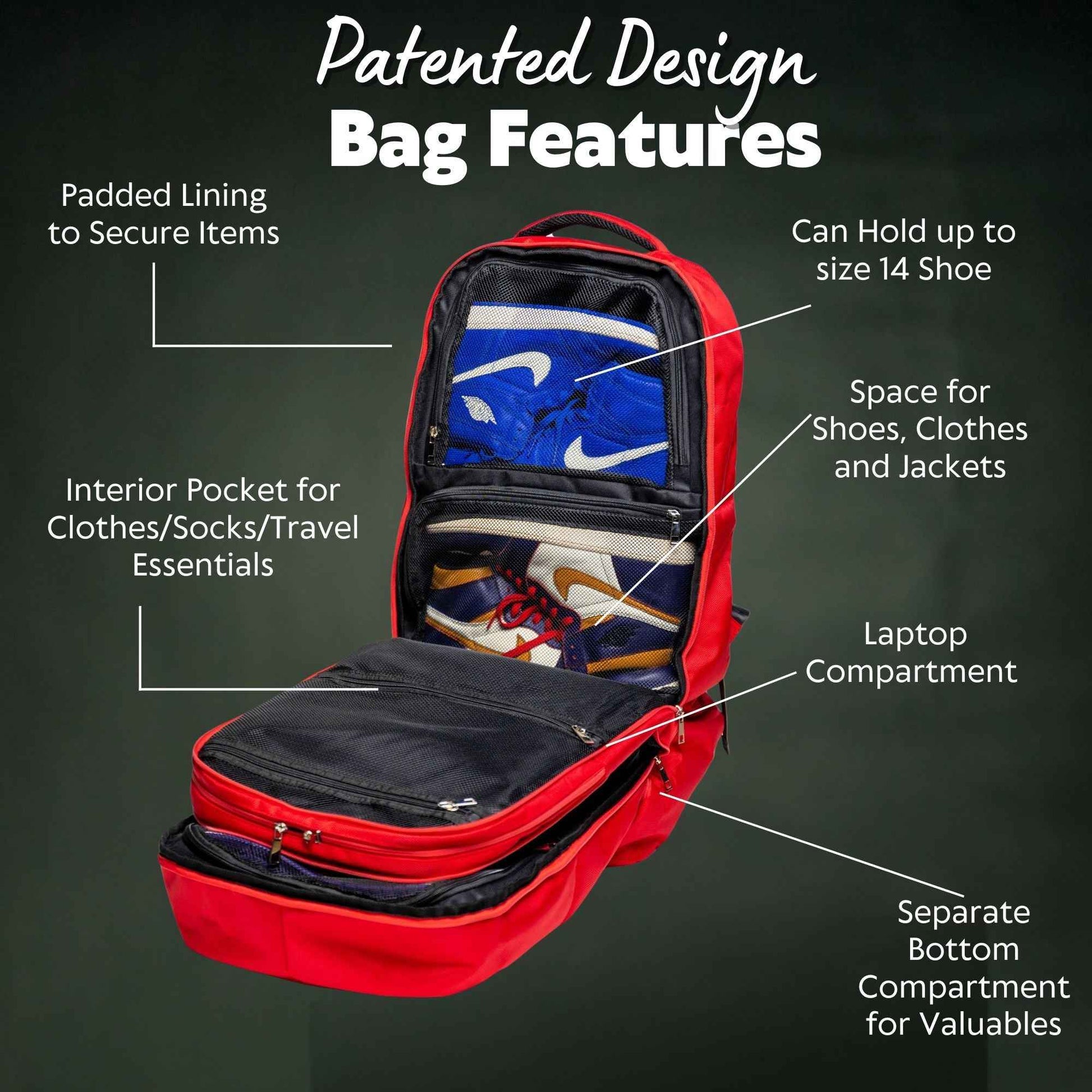 TEEK - Red Leather Luxury Carry-On Patented Backpack BAG TEEK SP