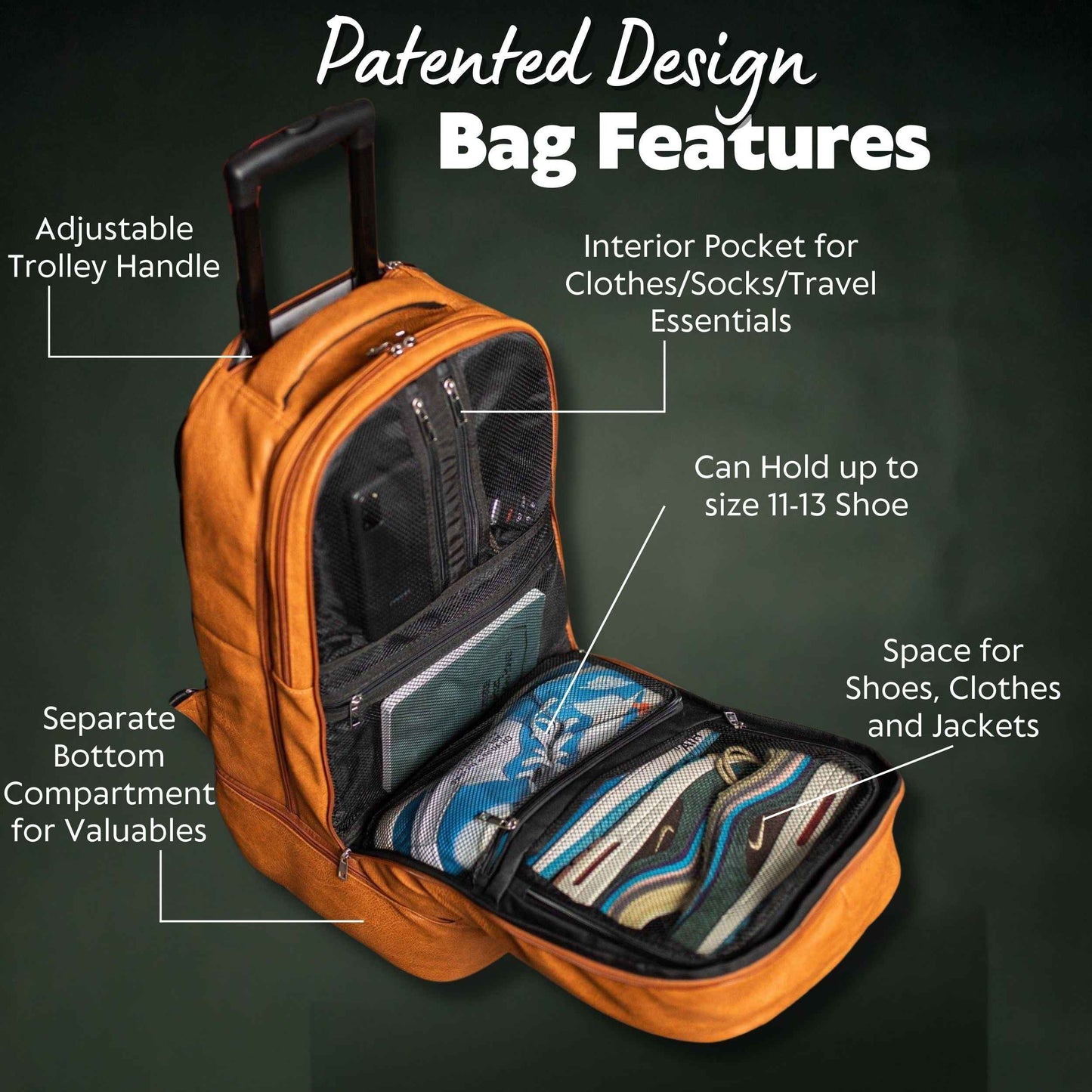 TEEK - Brown Leather Carry-On Patented Roller Bag (Only 150 Made) BAG TEEK SP