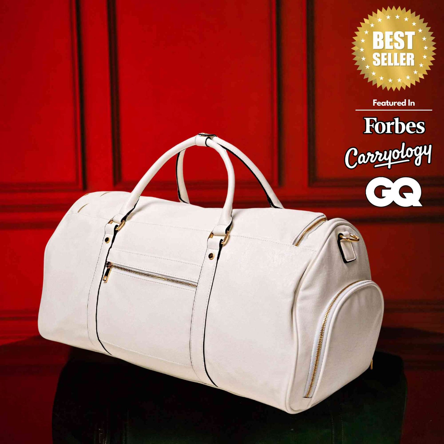TEEK - White Leather Weekender Duffle Bag BAG TEEK SP