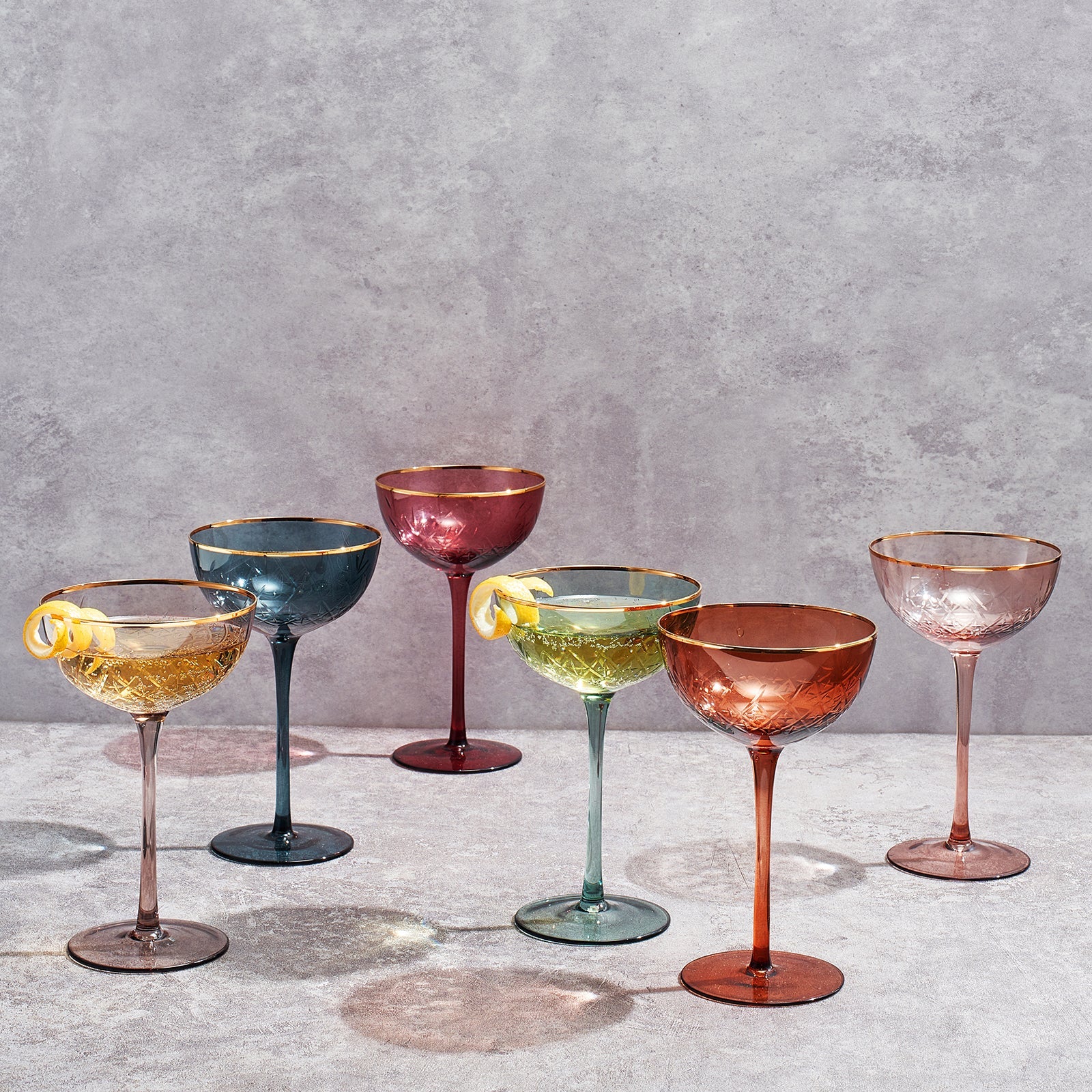 TEEK - Tonal Gold Rim Champagne Coupe Cocktail Glassware Set HOME DECOR TEEK KS
