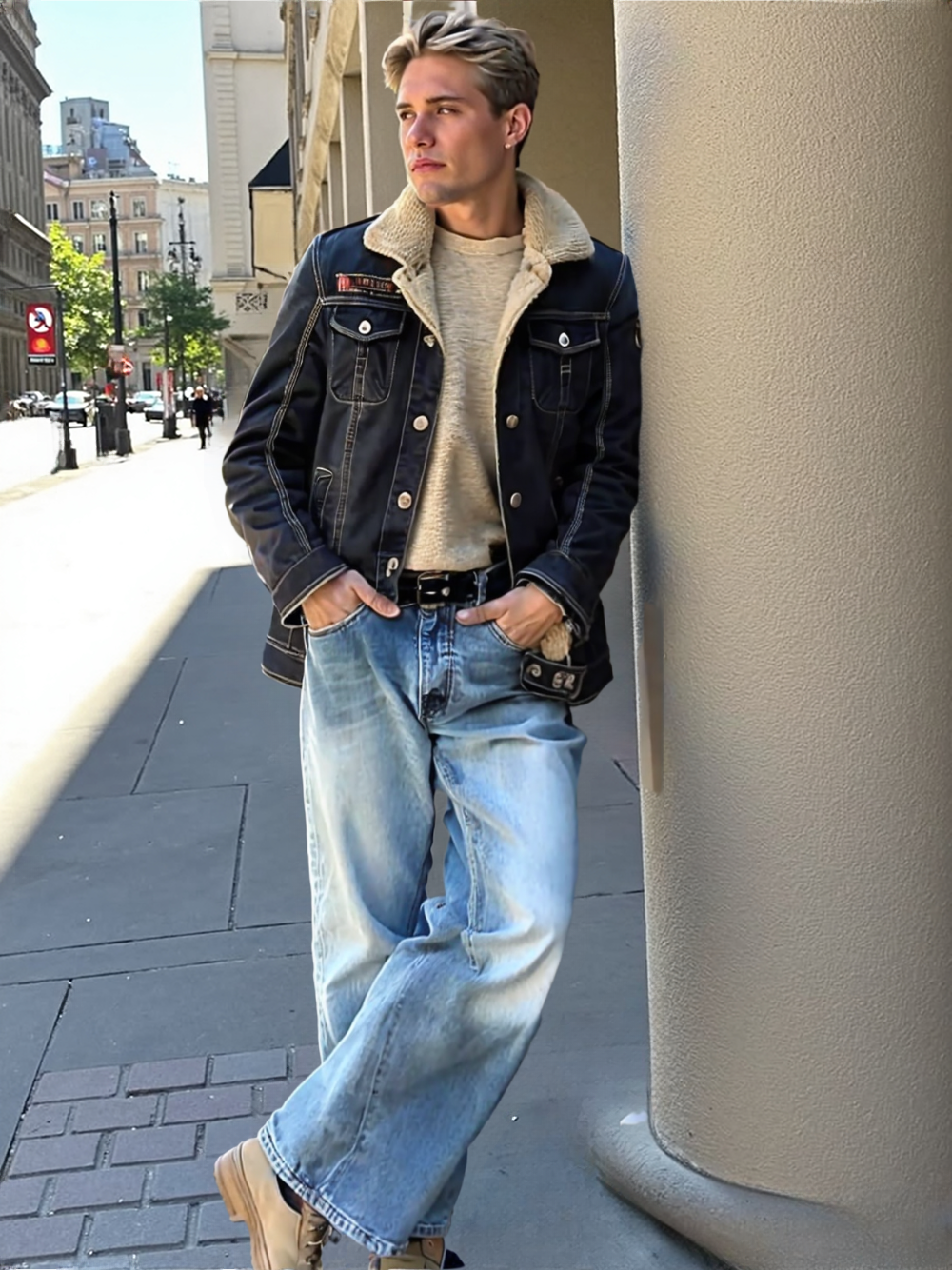 TEEK - Mens Black Denim Jean Inner Faux Fur Jacket JACKET TEEK 1TFY